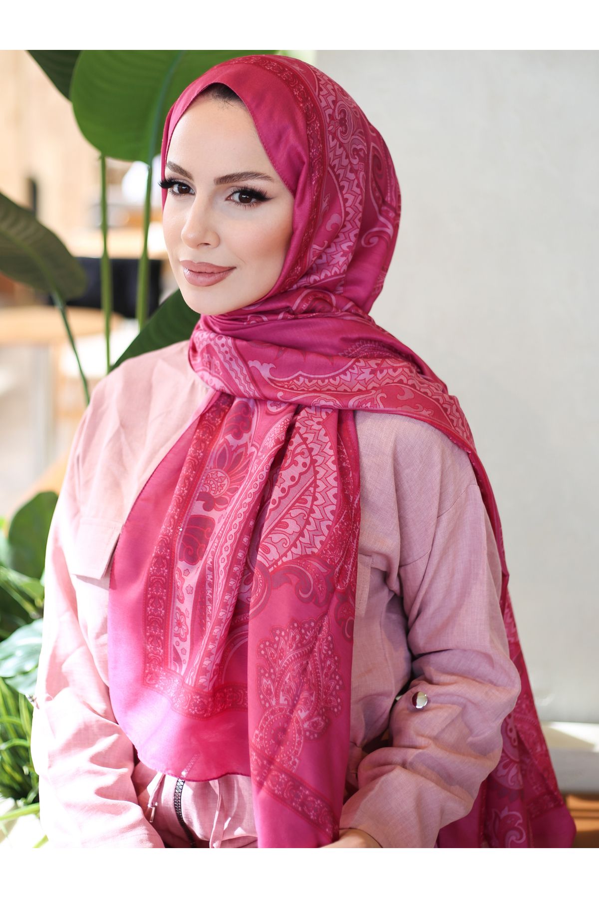 efdal şal eşarp-Retro Pattern Double Sided Elegance Cotton Shawl 1