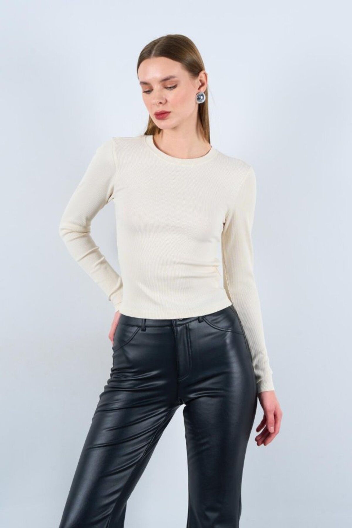 ASFSTORE Uzun Kollu Body - Ekru