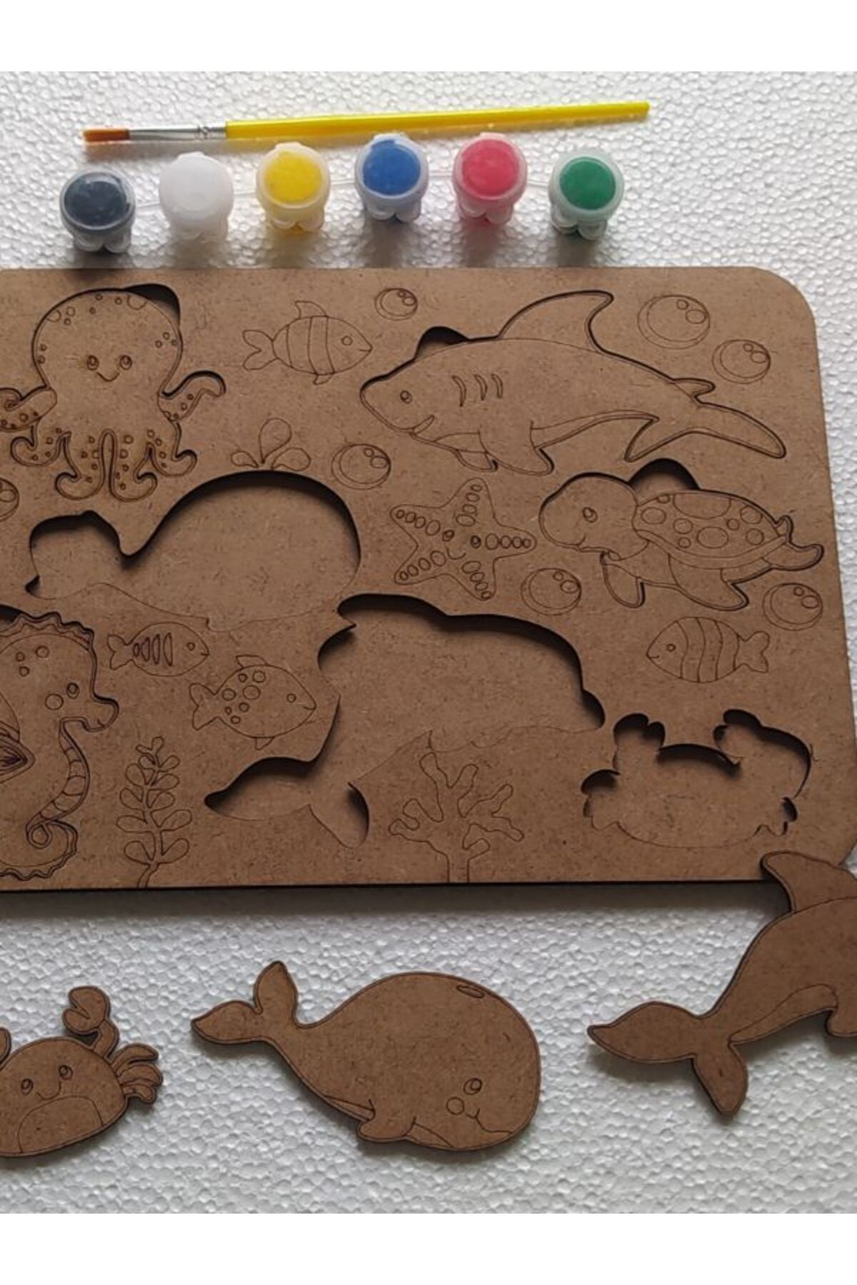 مجموعه پازل چوبی بولتاک ۱۰ تکه – حیوانات دریایی قابل رنگ‌آمیزی – اسباب‌بازی آموزشی مونته‌سوری