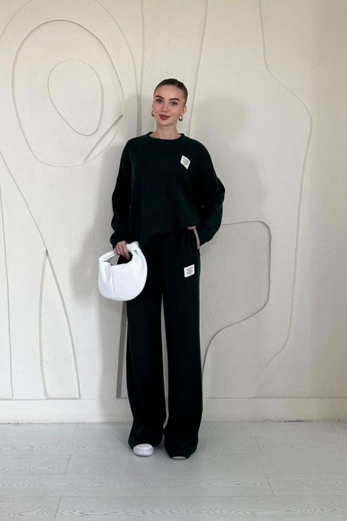 fh fashionhere Zümrüt Klasik Fitilli Kazak Ve Pantolon Takım