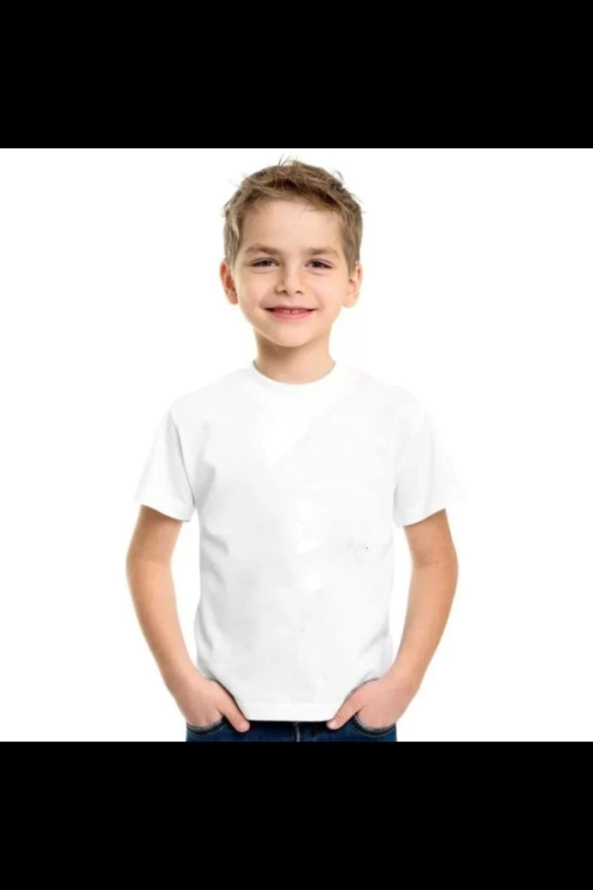 Albayrak Çocuk Unisex Kapüşonlu Özel Tasarım Basic Tshirt - Beyaz