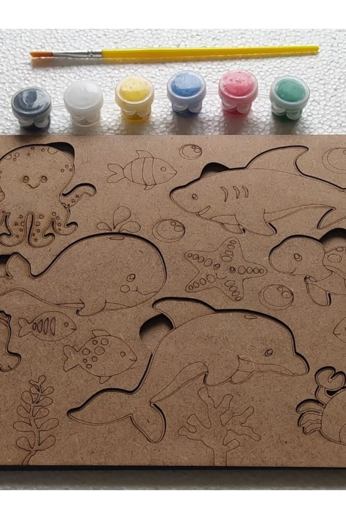 مجموعه پازل چوبی بولتاک ۱۰ تکه – حیوانات دریایی قابل رنگ‌آمیزی – اسباب‌بازی آموزشی مونته‌سوری