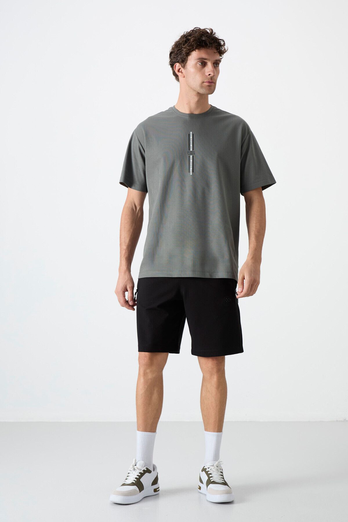 TOMMY LIFE-Black Hidden Zipper Back Pocket Lace-Up Standard Fit Men's Shorts - 81136 5