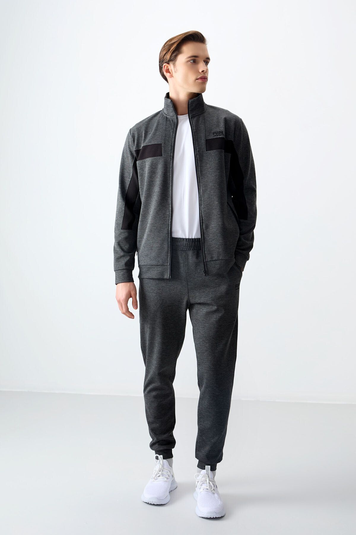 ست گرمکن مردانه سطح آنتراسیت MELANGE SURFACE STANDARD FIT TEAM TRACKSUIT MALE 85248 Air Jones