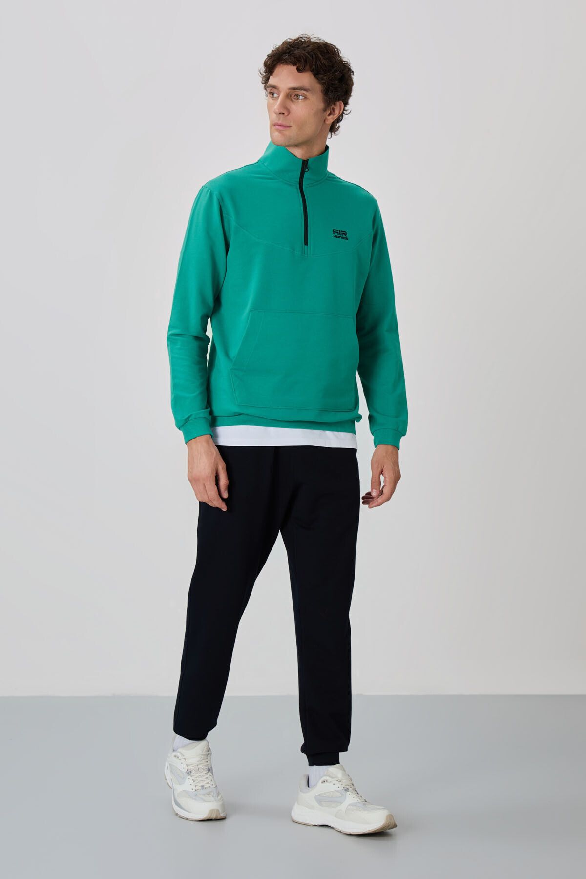 ست گرمکن مردانه HERBERT SEA GREEN تیم لباس یقه قرمز آبی سرمهای 85233 Air Jones
