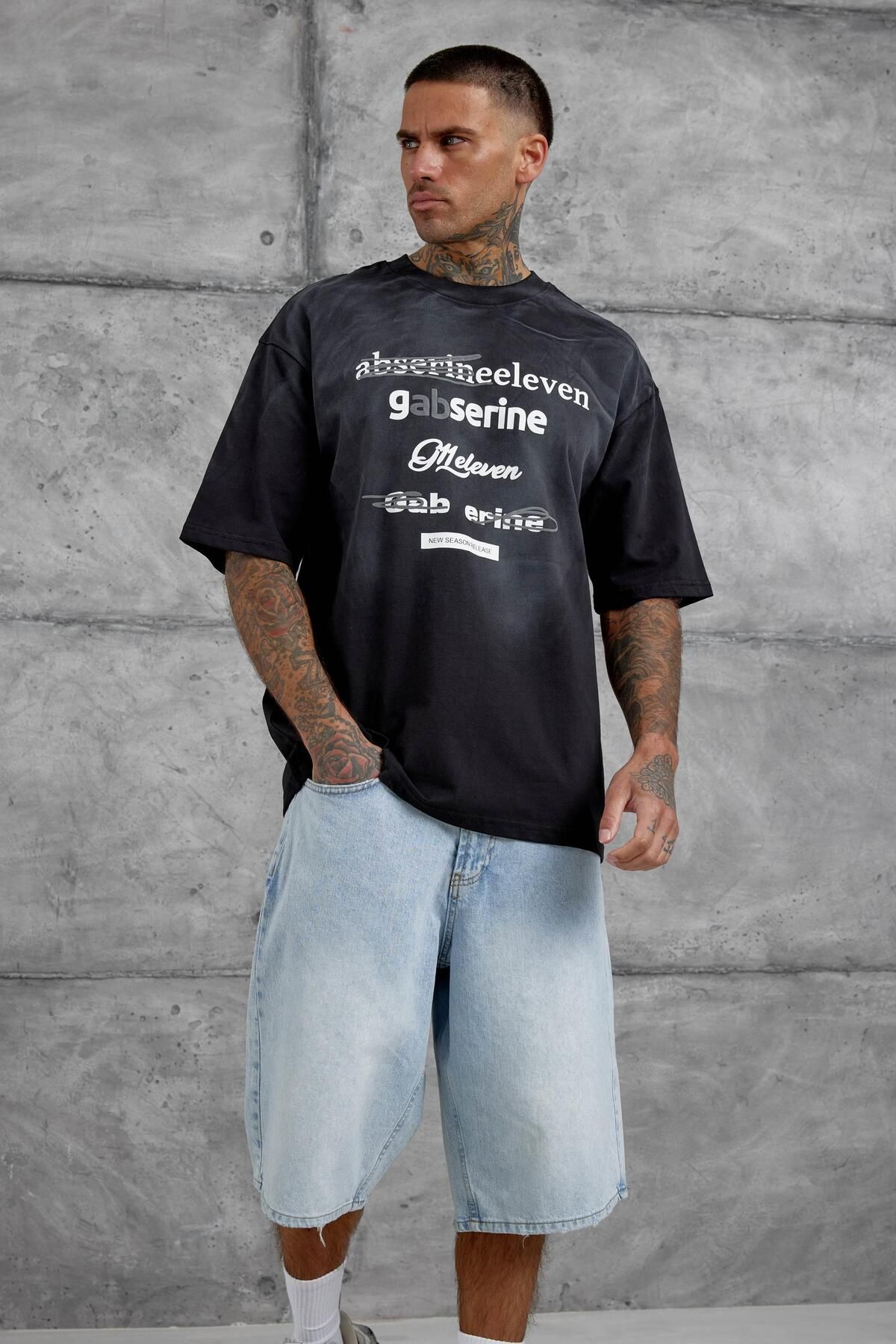 NOMARC-Black Gabserine Written Oversize Tshirt 2