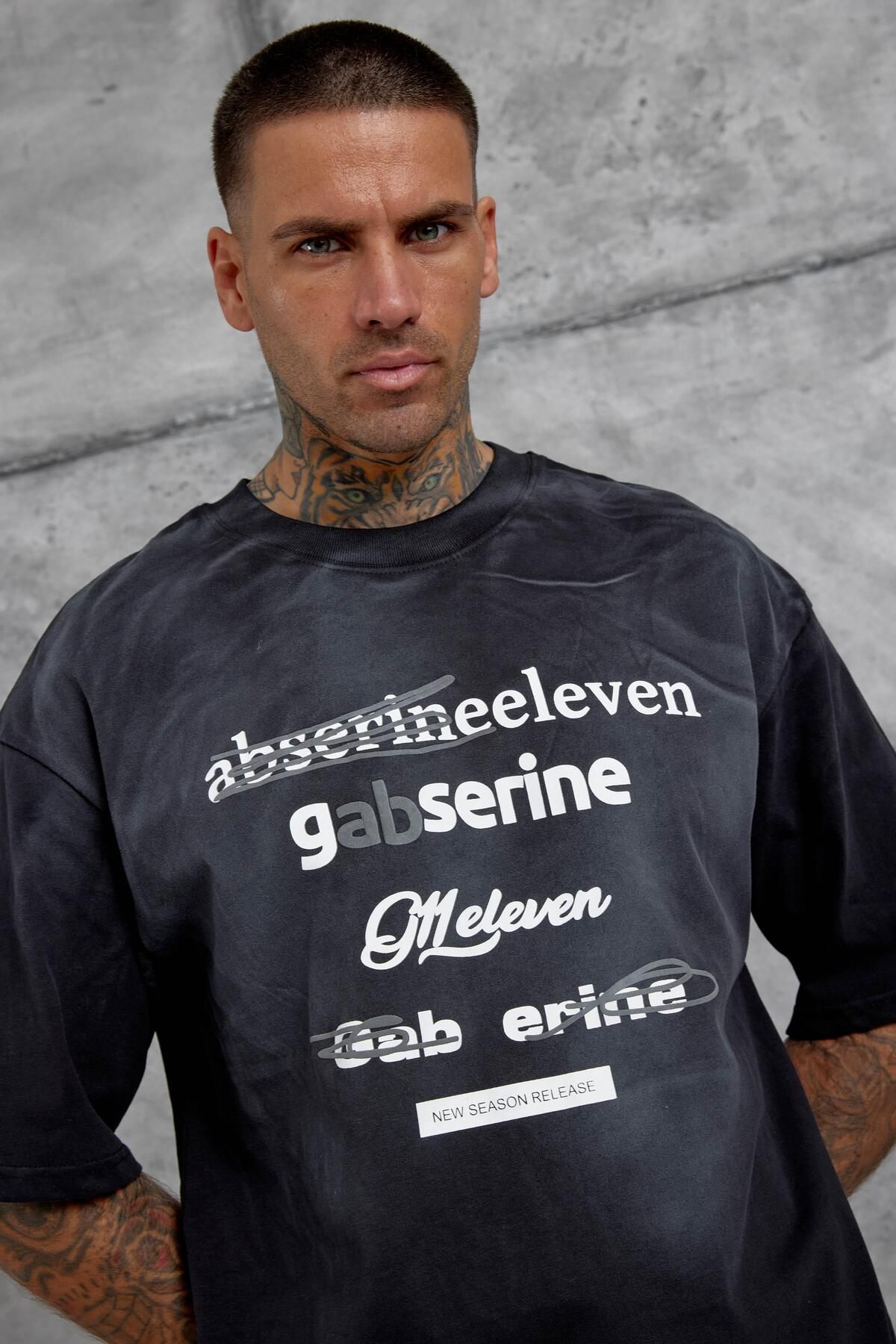 NOMARC-Black Gabserine Written Oversize Tshirt 5