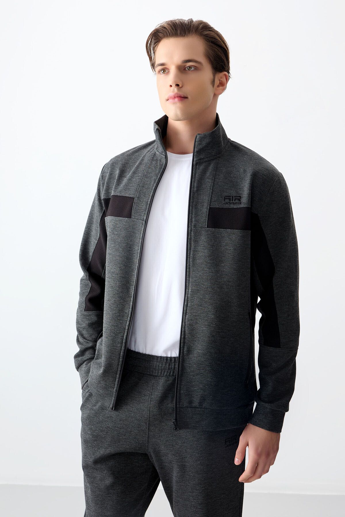 ست گرمکن مردانه سطح آنتراسیت MELANGE SURFACE STANDARD FIT TEAM TRACKSUIT MALE 85248 Air Jones
