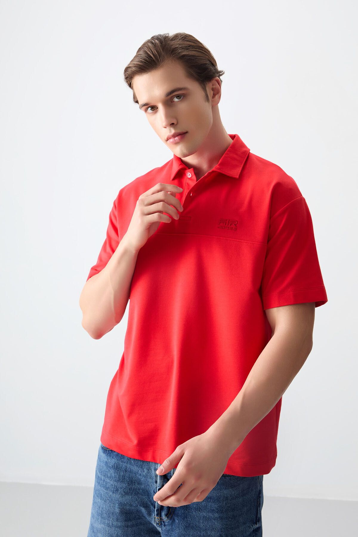 تی شرت مردانه FIESTA پنبه ای ضخیم و یقه چوگان مشرف به مناسب اساسی T SHIRT 88382 Air Jones