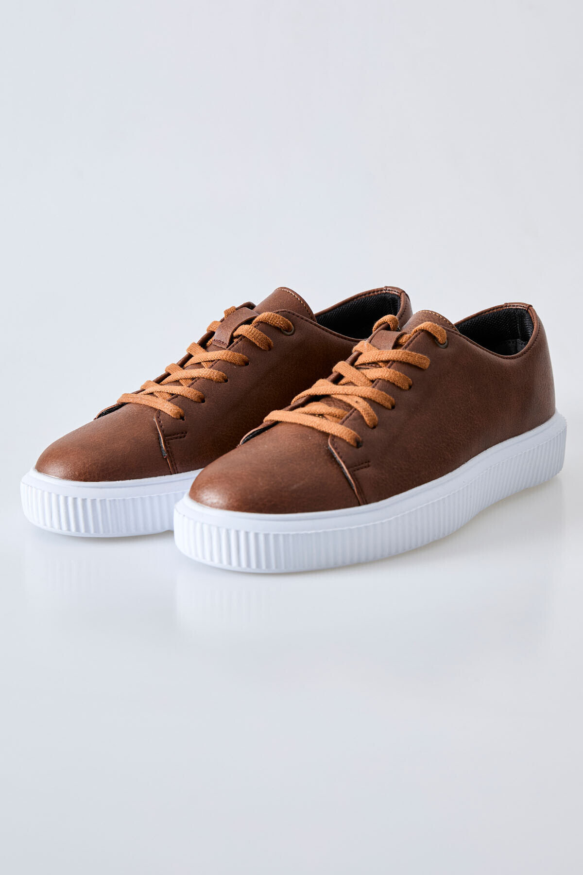 TOMMY LIFE-Artificial Leather Men's Sports Shoes - Tan, Lace-up and Perforated - 89129 2