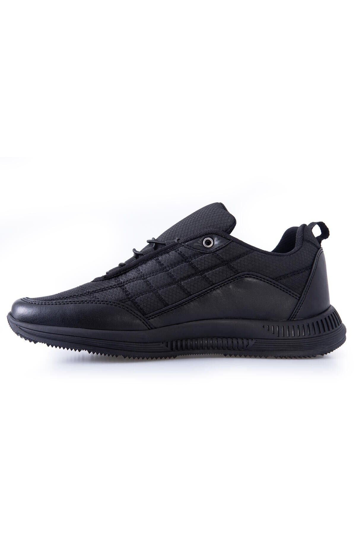 TOMMY LIFE-Black Lace Up Quilted Faux Leather Detailed Men's Sports Shoes - 89096 6