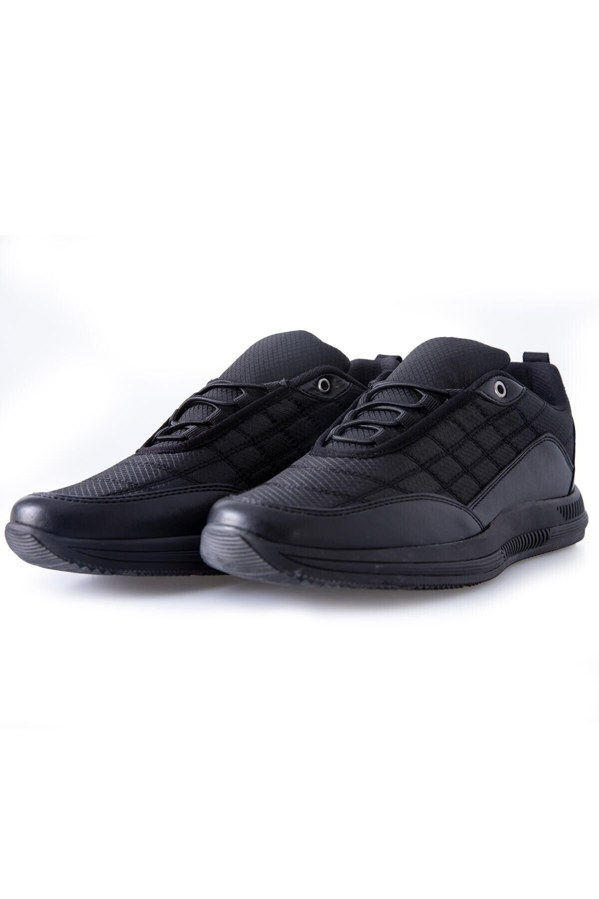 TOMMY LIFE-Black Lace Up Quilted Faux Leather Detailed Men's Sports Shoes - 89096 2