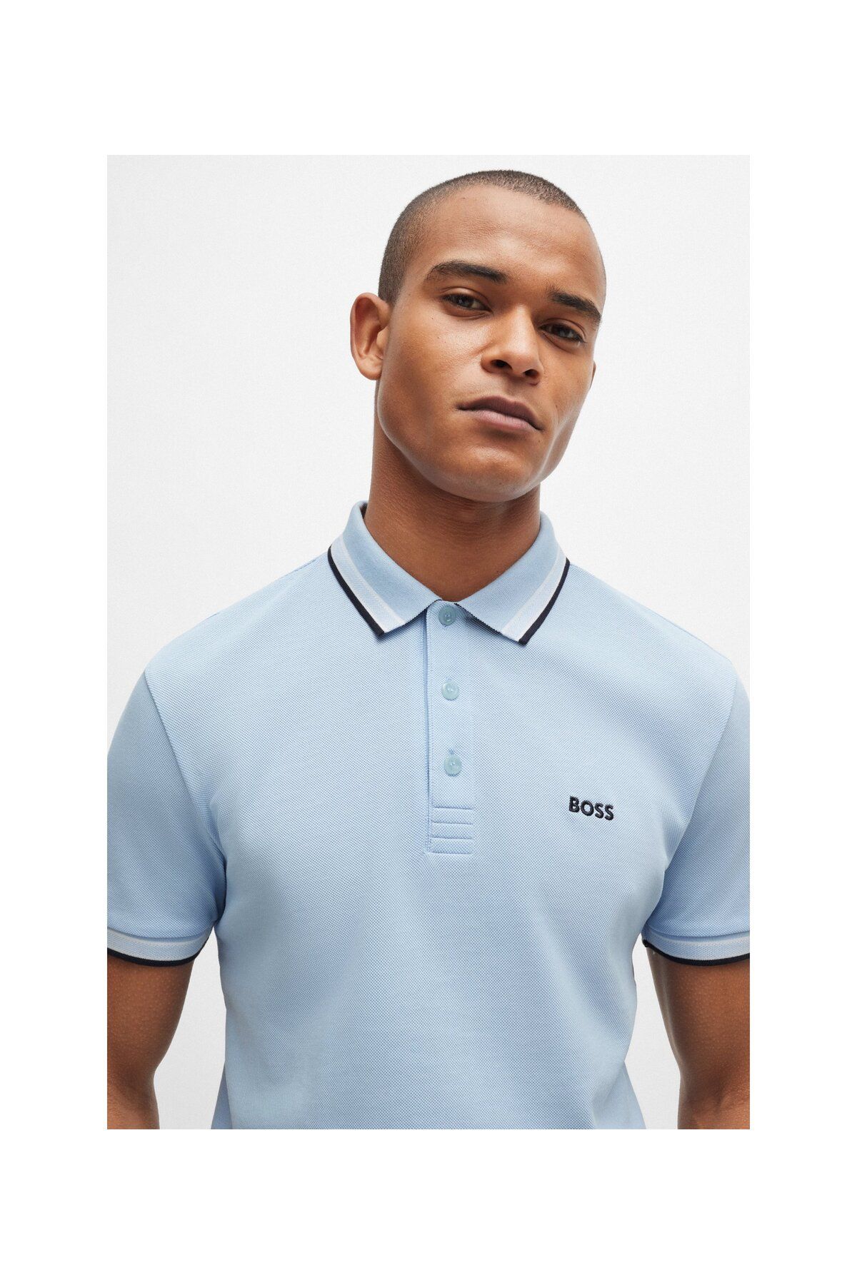 تی شرت یقه پولو مردانه آرم پایین پنبه PIKE POLO T SHIRT BOSS