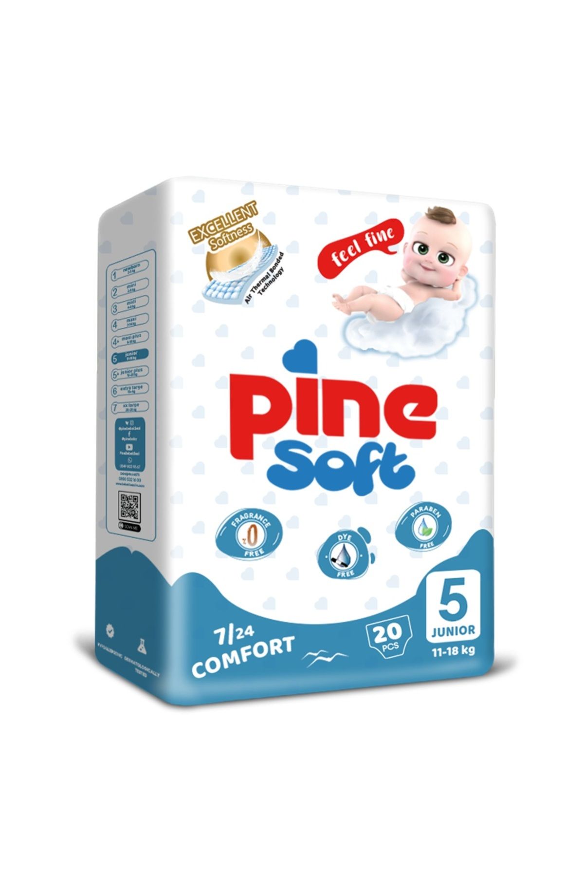 Pine-Scutece Pine Soft, nr.5, Unisex, 11-18 kg, 20 buc 1