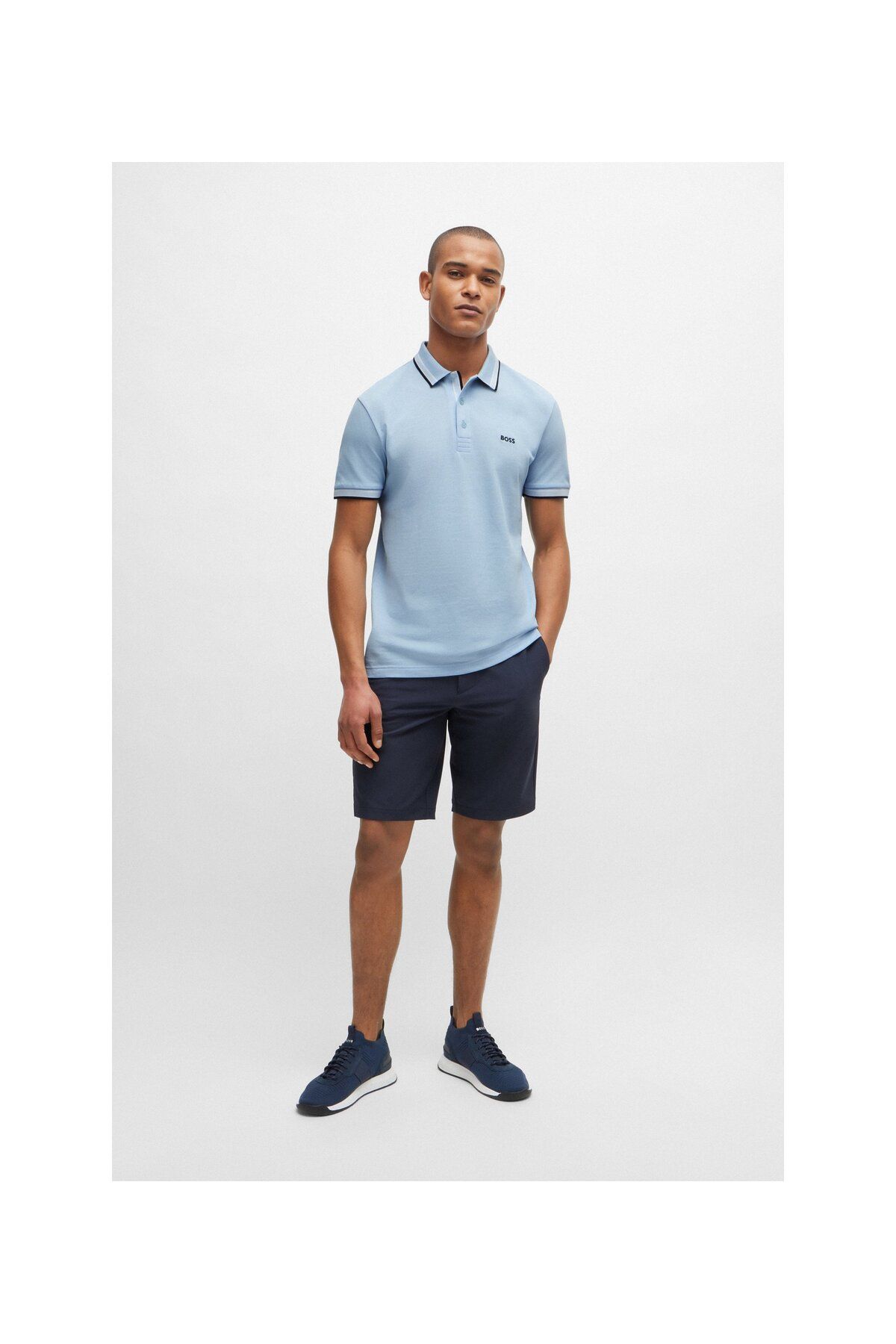 تی شرت یقه پولو مردانه آرم پایین پنبه PIKE POLO T SHIRT BOSS