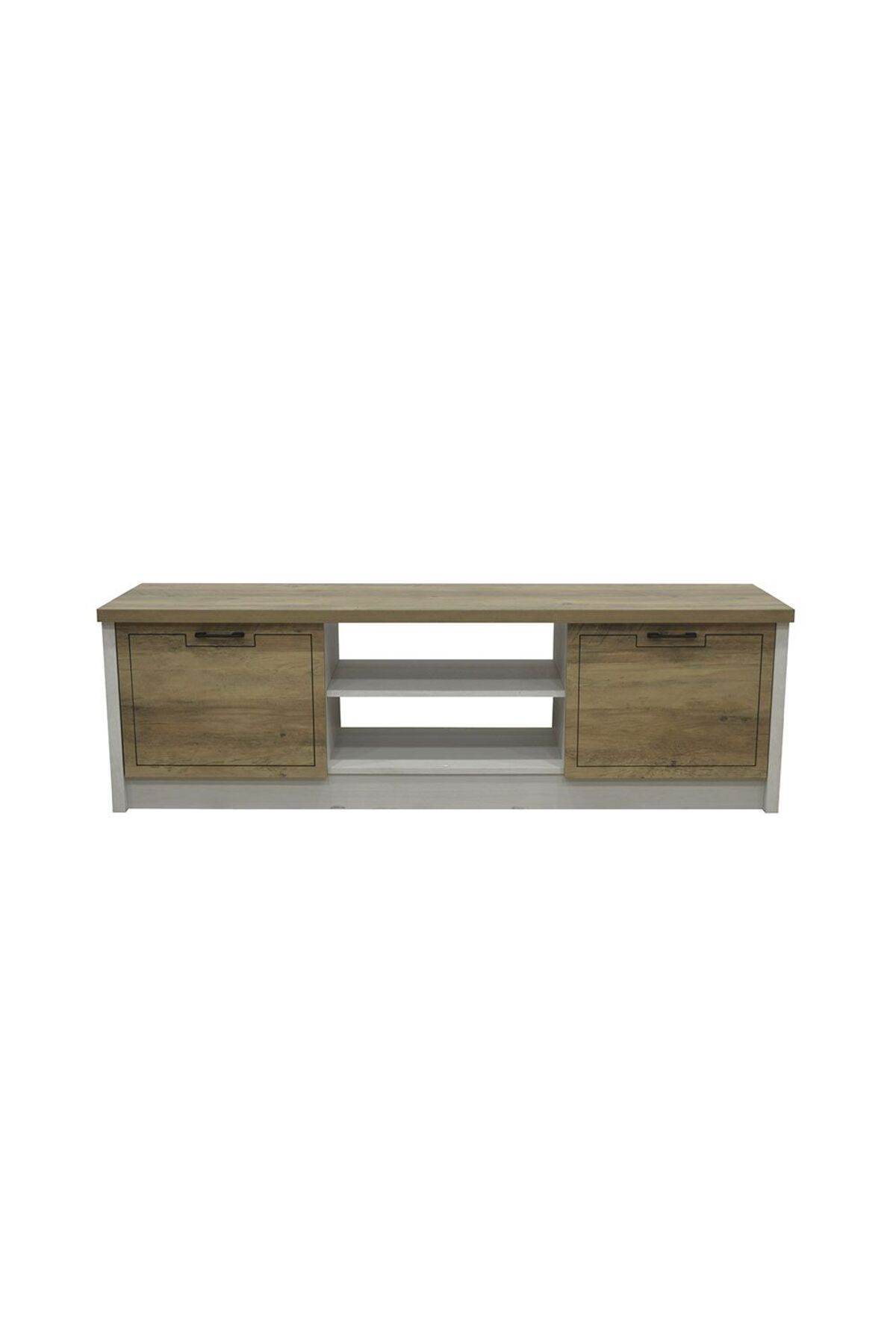 Danube Home-Swann Tv Unit W/2Door Upto 65 Inches - Summer Oak+Pearl White L161xW40xH51cm 3