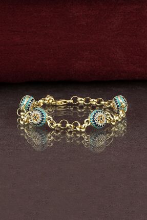 Else Silver Kadın Altın Doc Zincirli Nazarlı Gümüş Bileklik