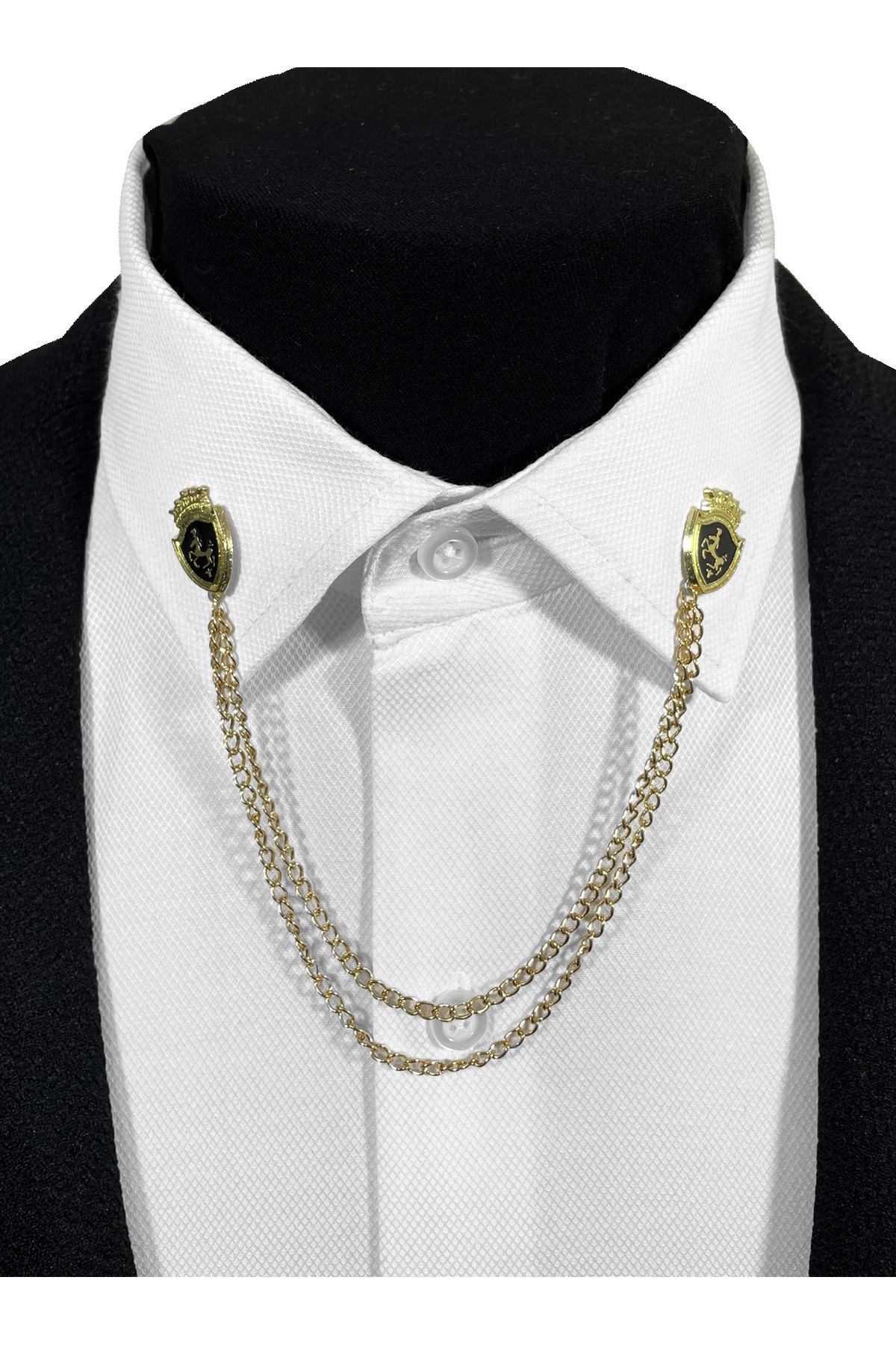  سنجاق/زنجیر یقه پیراهن گلدوزی شده با طرح اسب طلایی رنگ