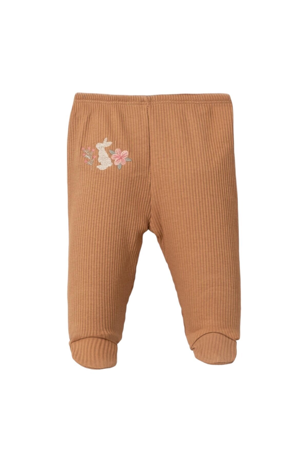 Lolons Çiçek ve Tavşan Baskılı Lastik Bel Kız Bebek Üçlü Patikli Tek Alt Krem fotoğrafı 4 (önizleme)