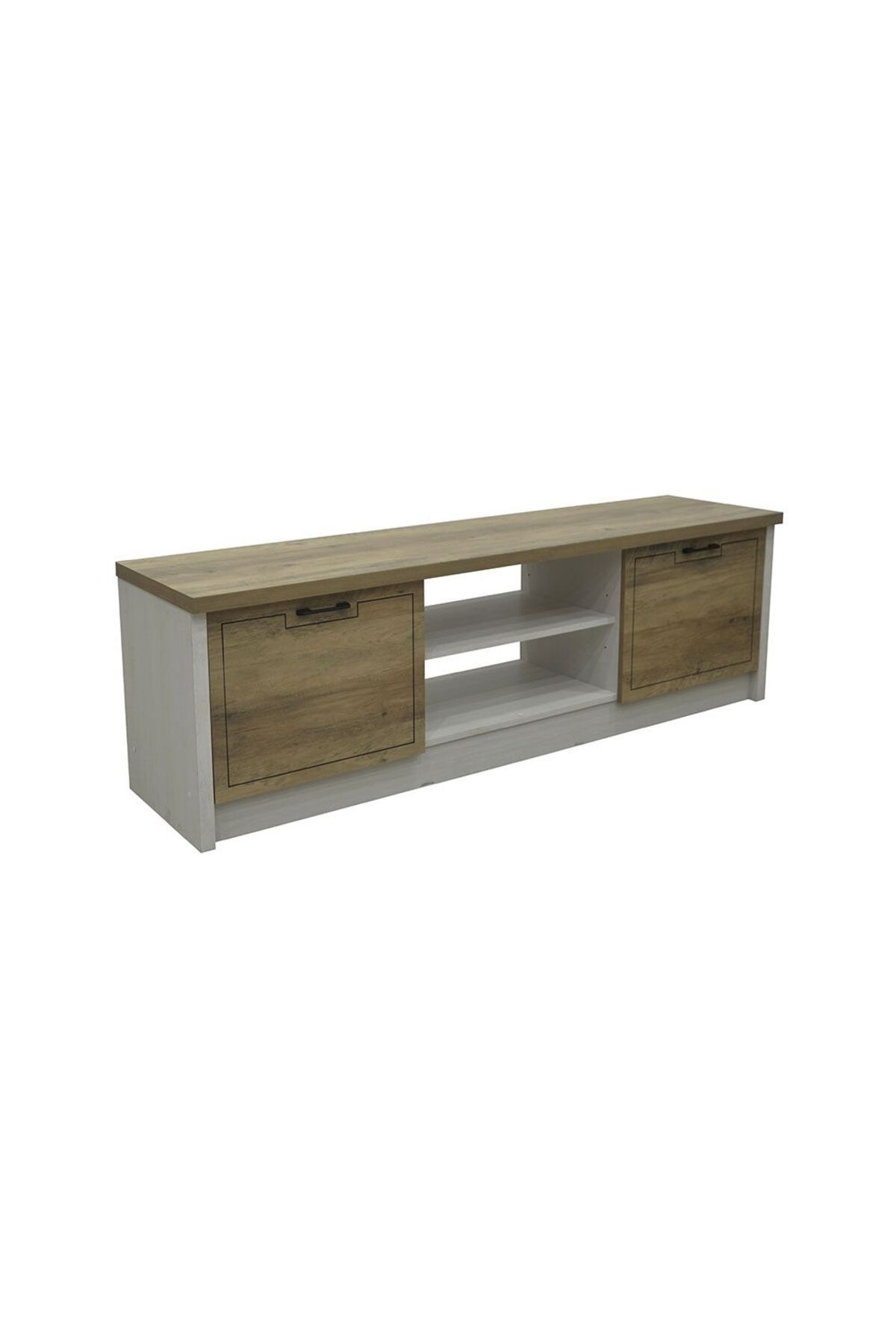 Danube Home-Swann Tv Unit W/2Door Upto 65 Inches - Summer Oak+Pearl White L161xW40xH51cm 2