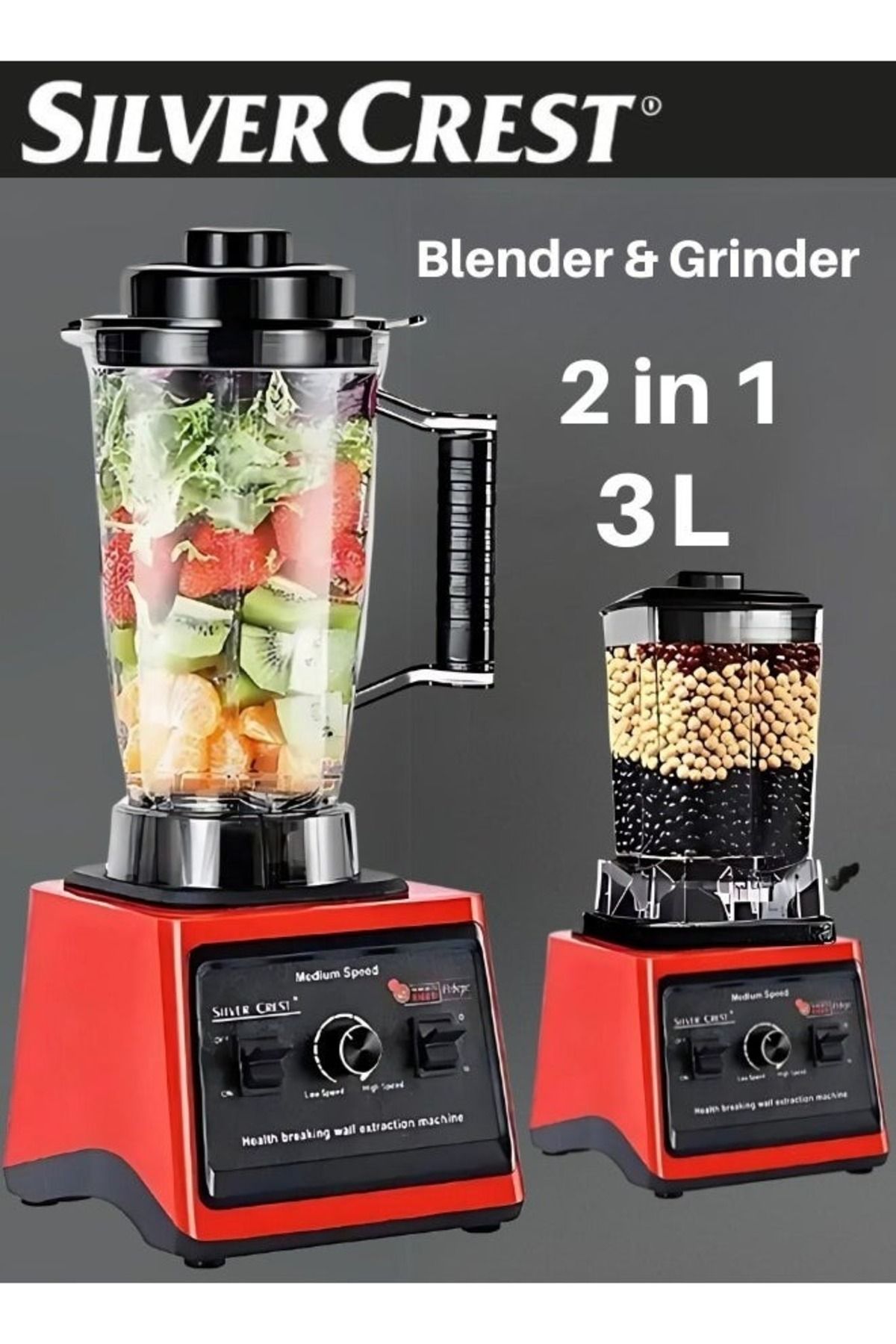 Silver Crest-2 in 1 Multi-Function Electric Blender With Grain Grinder, 3L Capacity, 10000 Watts Power 1