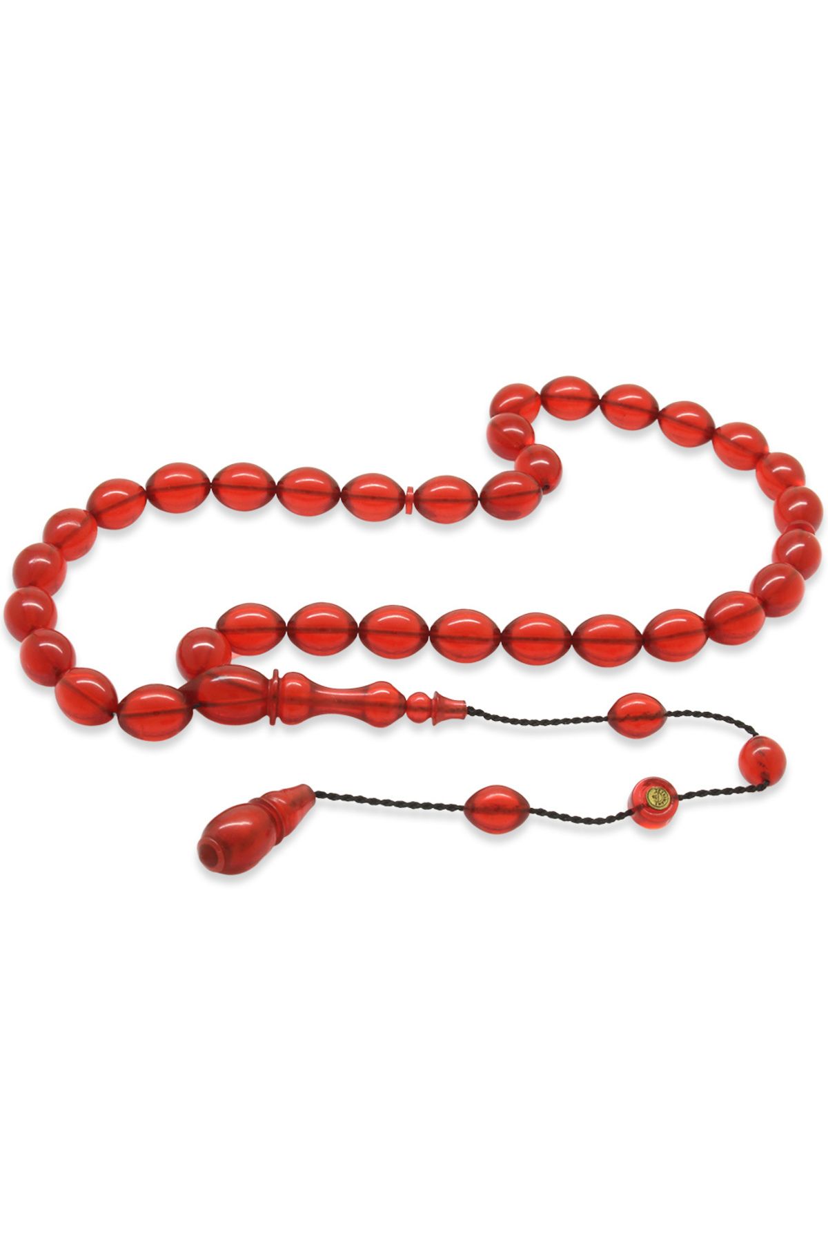 Tesbihane-Special Cut Flag Red Stick Squeezing Amber Prayer Beads with System, Each with Master Workmanship 2