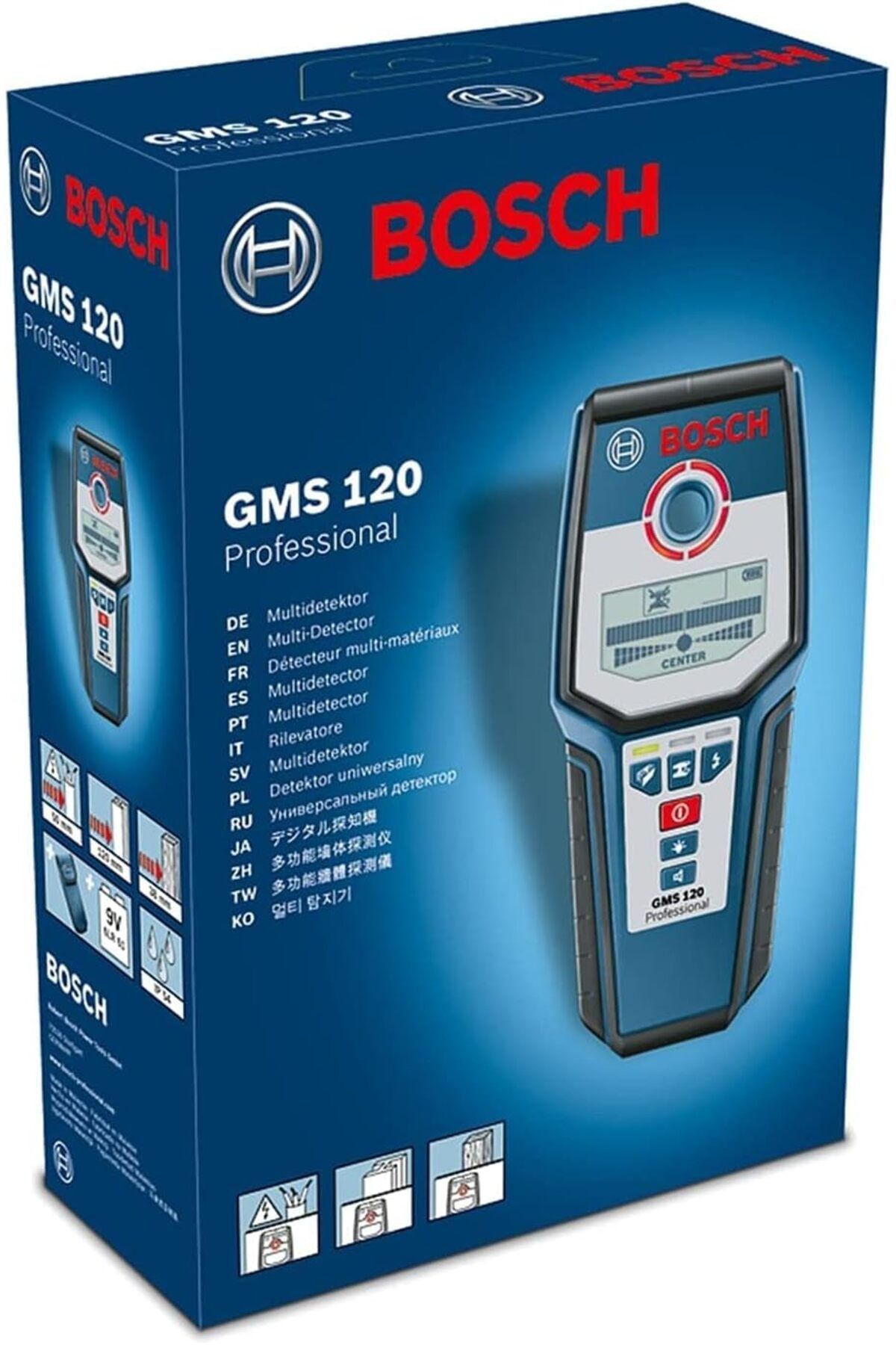 Bosch-Bosch GMS 120 Wall Detector - Simple and easy to use, ideal for renovation work, powered by 1 x 9V 6A battery 3