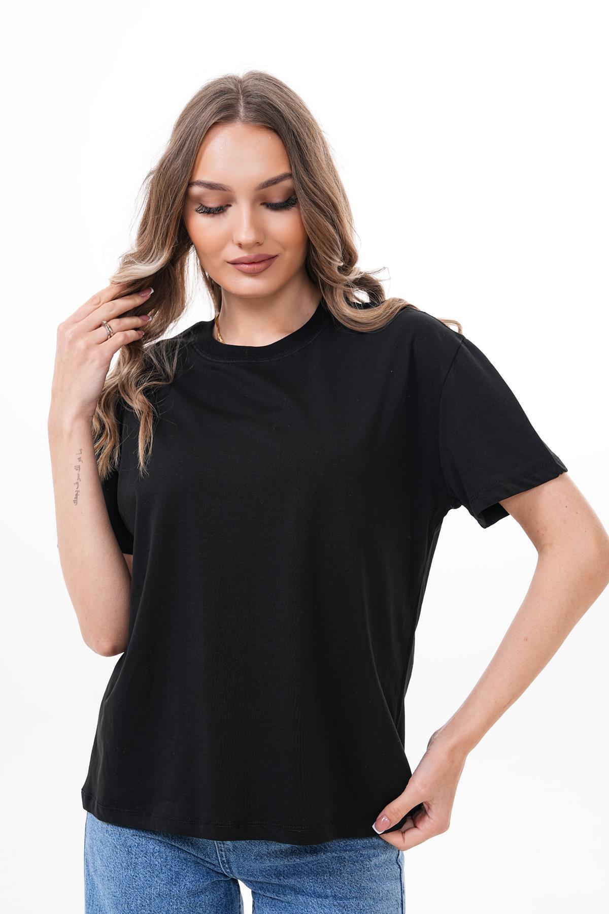 ŞİMAL-Women's Round Neck Combed Cotton T-Shirt 250078   - 4