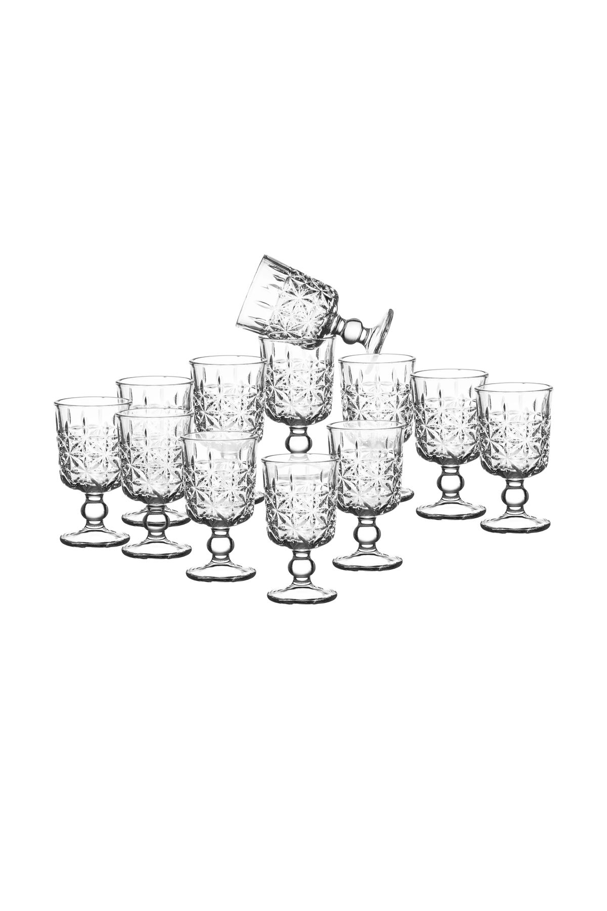 Dania-Set of 12 glass cups with base for juice and for all occasions and receptions Capacity 65 mm 1