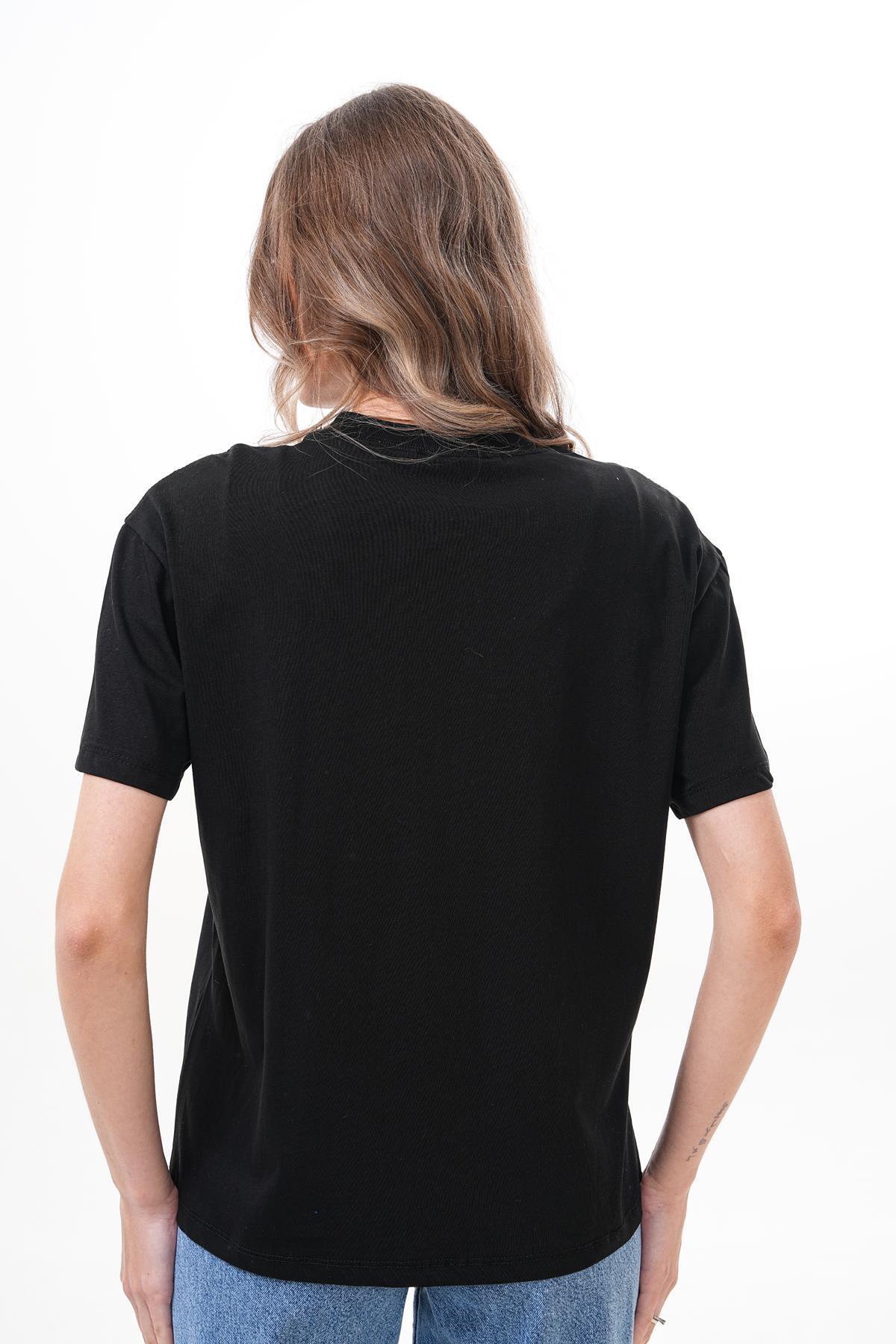 ŞİMAL-Women's Round Neck Combed Cotton T-Shirt 250078   - 5