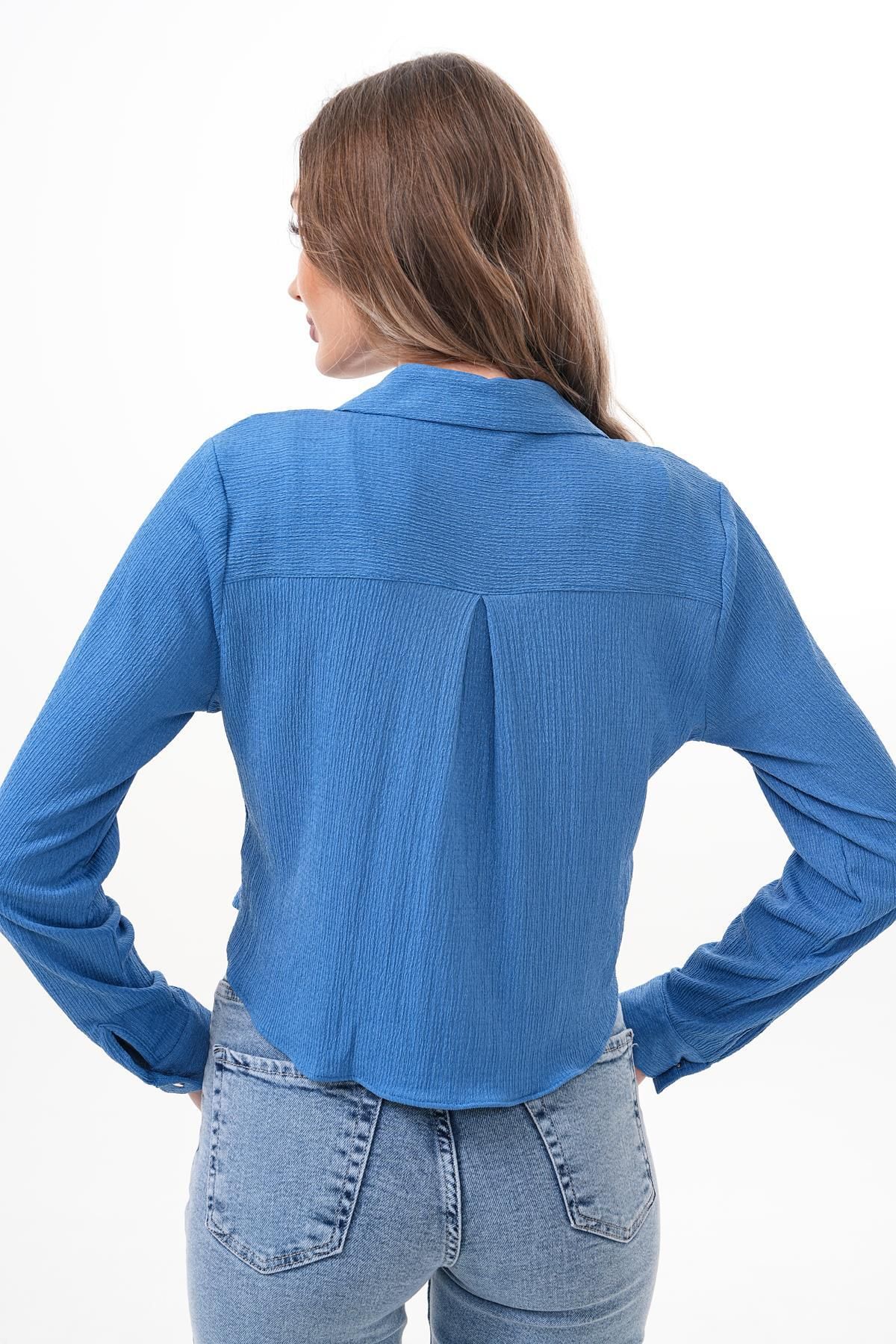 ŞİMAL-Women's Long Sleeve Raschel Short Shirt 250241   - 5