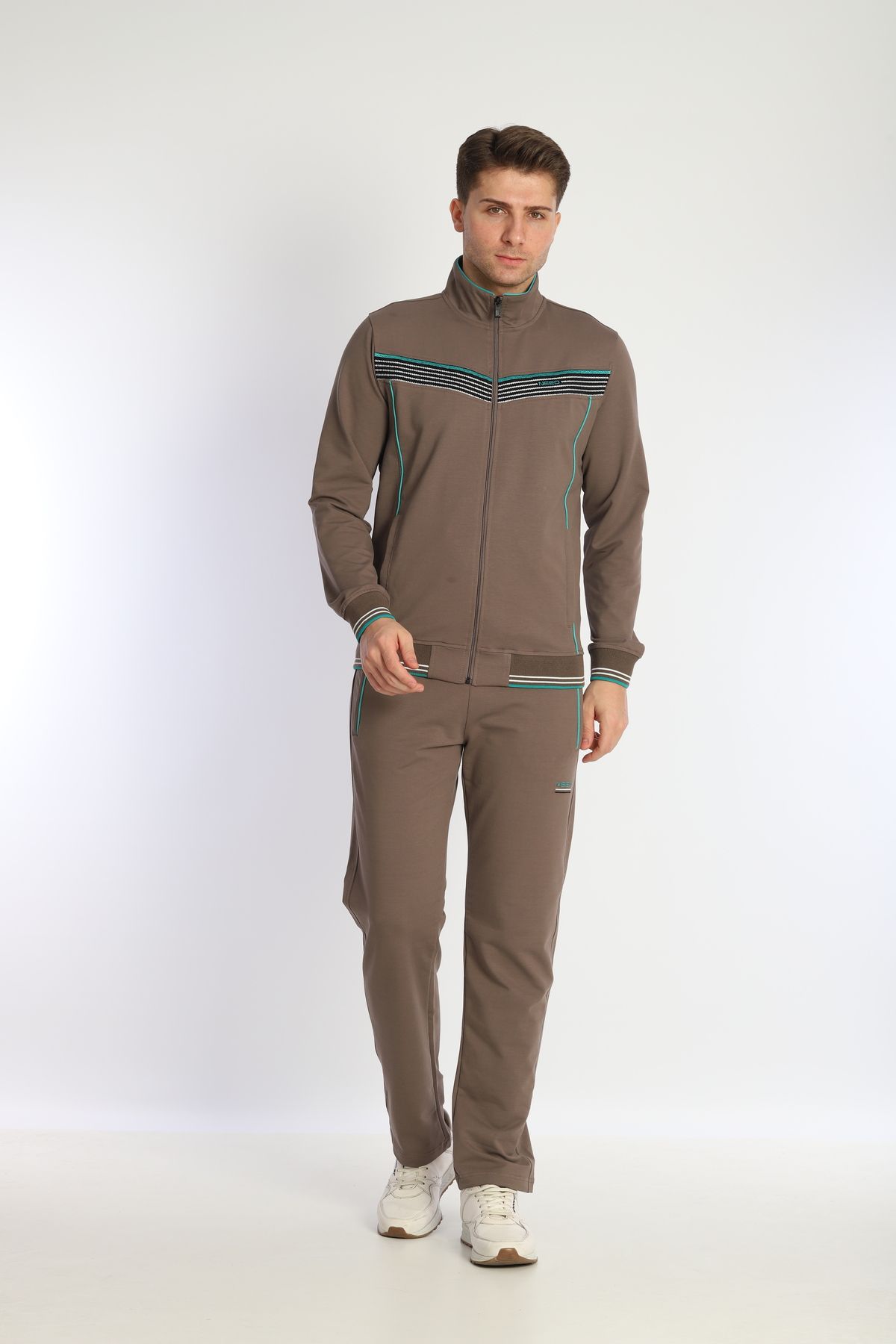 NEED LİFE-Men's Stand-Up Collar Standard Fit Line Detailed Zippered Straight Leg Tracksuit Set 6