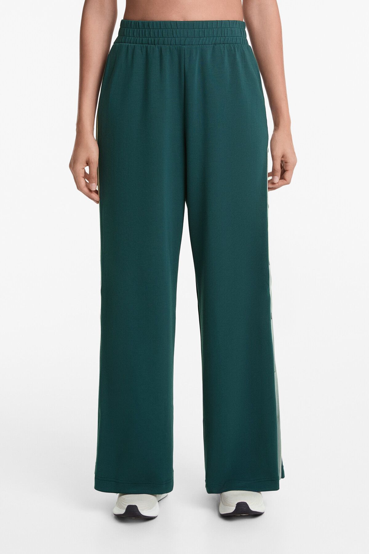 Oysho-Wide-leg trousers with soft-touch modal, piping and buttons 1