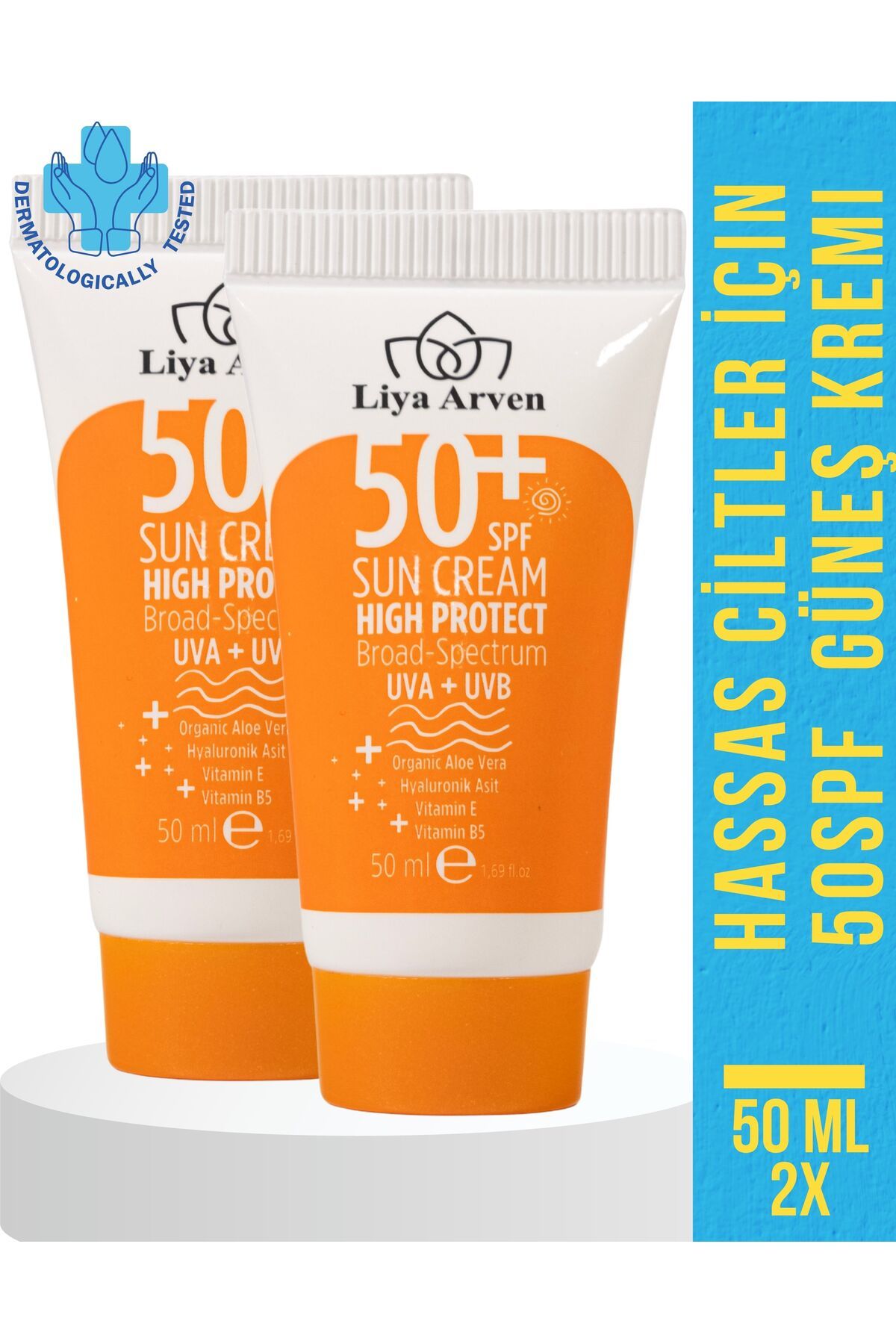 Liya Arven Hassas Ciltler Için Yüksek Korumalı Yüz Güneş Kremi Seti 50 ml SPF50 X2