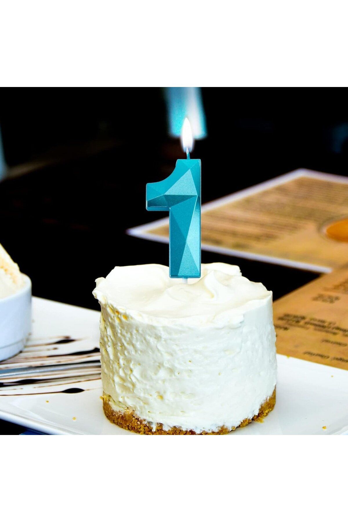 PARTY GO-Cake Candle, Number 1, Wax, Blue, 7 Cm 3