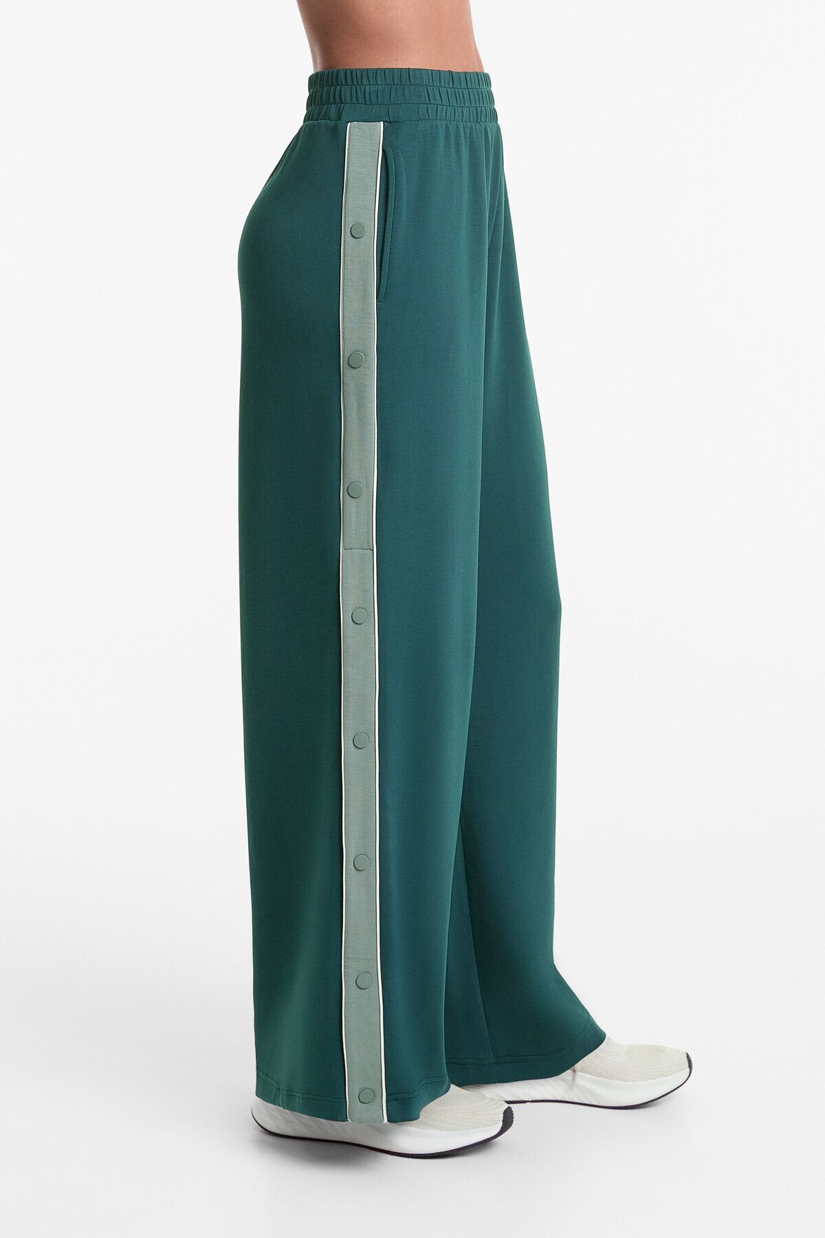 Oysho-Wide-leg trousers with soft-touch modal, piping and buttons 6