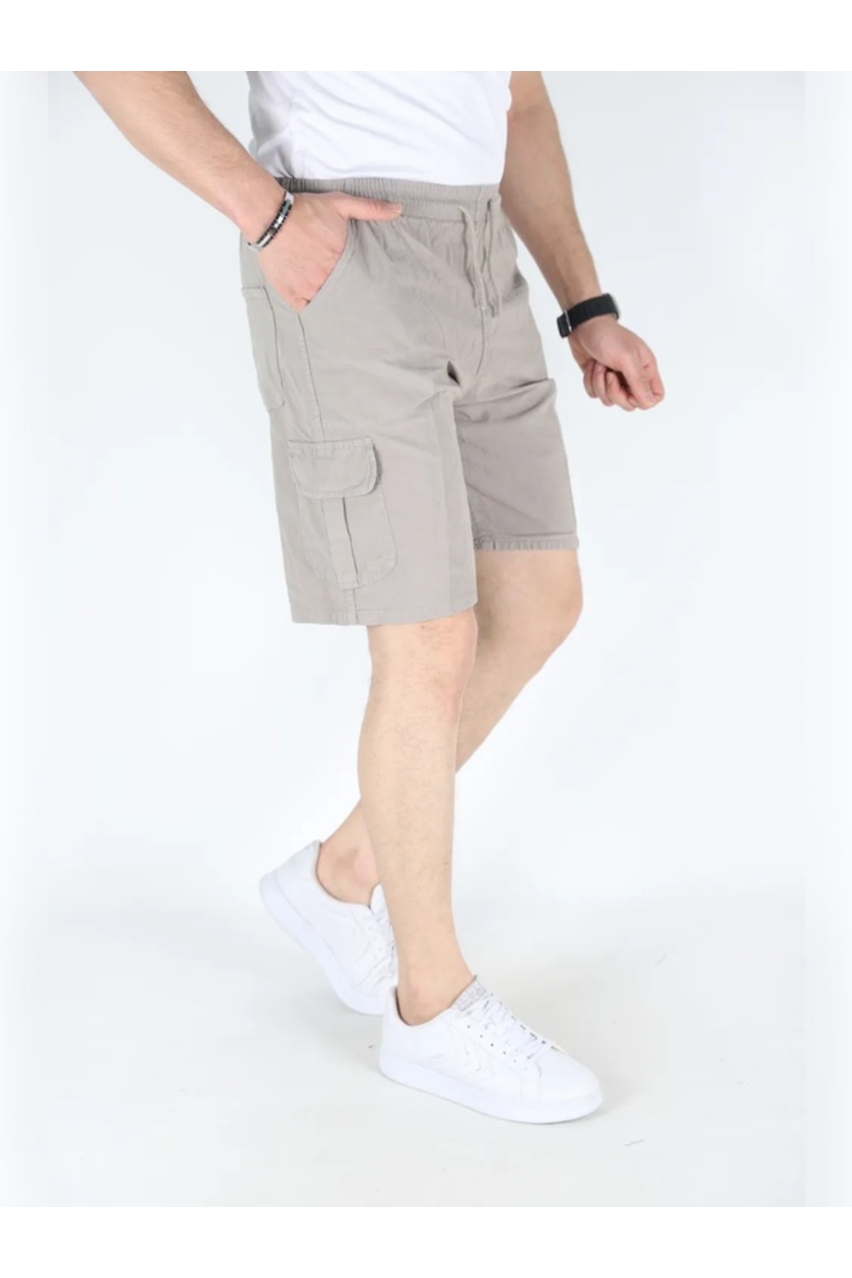 BEYAZTOPTAN-Men's Hambez 100% Linen Commando Pocket Shorts 2