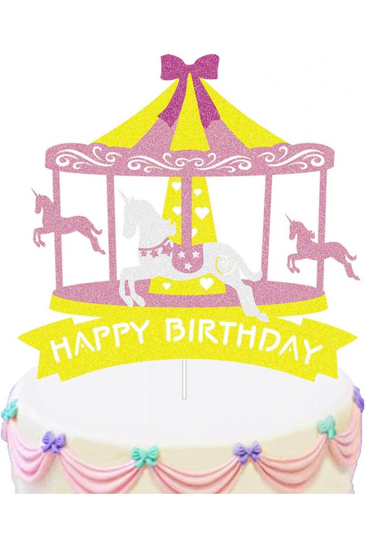 Generic Decoratiune Pentru Tort Géneric, Carton, Violet/galben/alb, 16 X 15 Cm - One Size