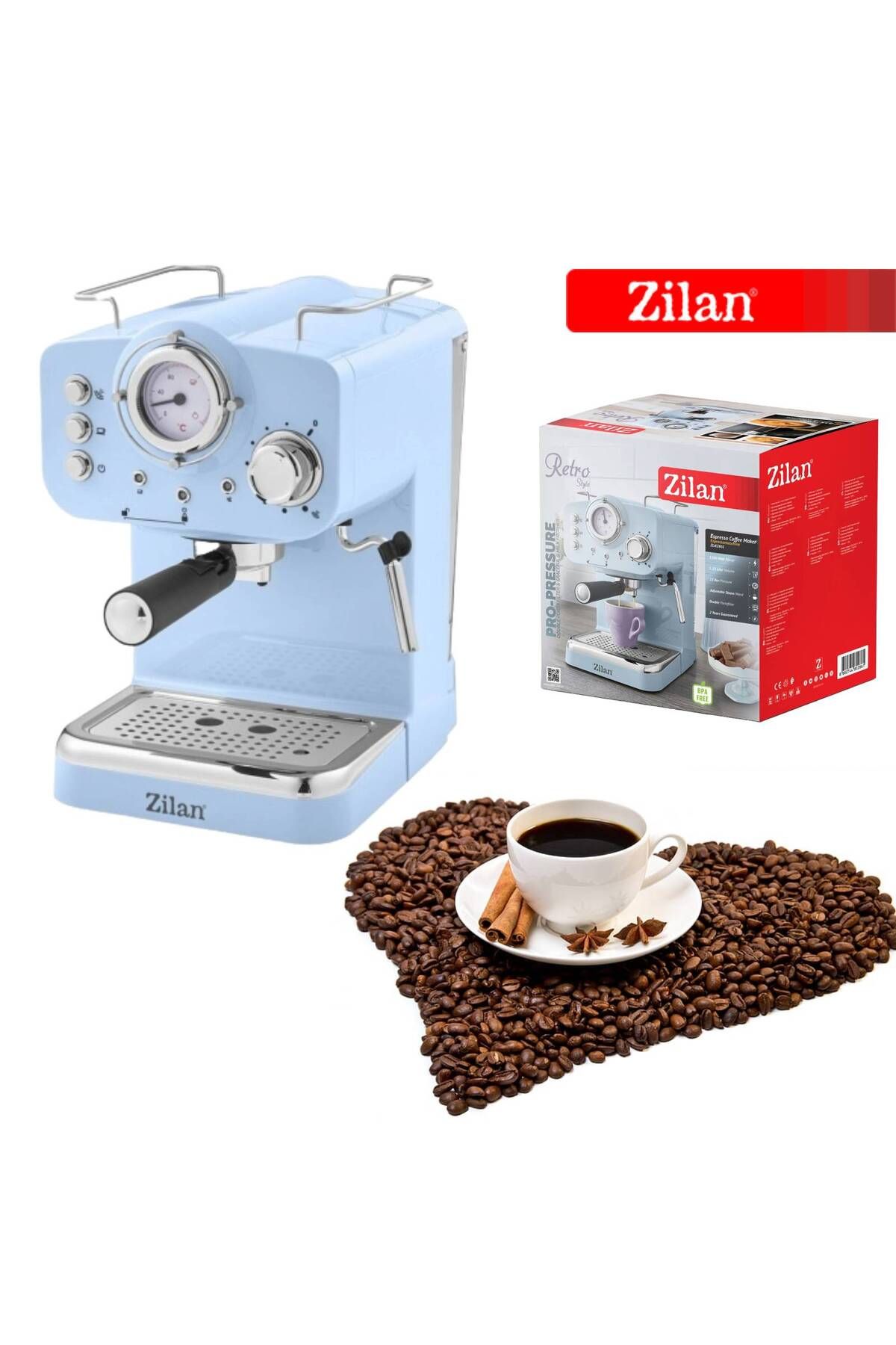 Zilan-Espressor manual Zilan ZLN2861 Albastru,15 Bar, 1.25 l, 1100W, Design Retro 5