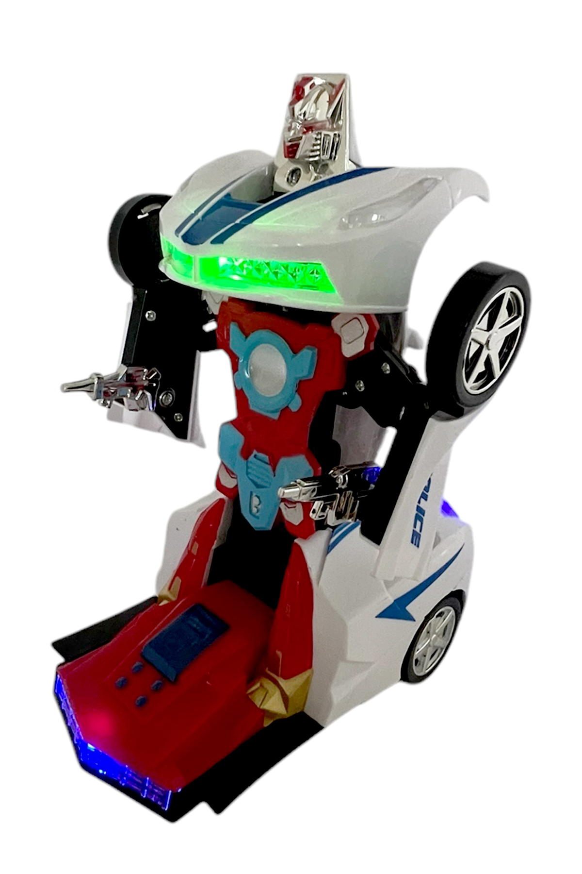 UDATOYS Robota Dönüşen Polis Arabası Oyuncak Ferrari Müzikli Işıklı 20 cm fotoğrafı 2 (önizleme)