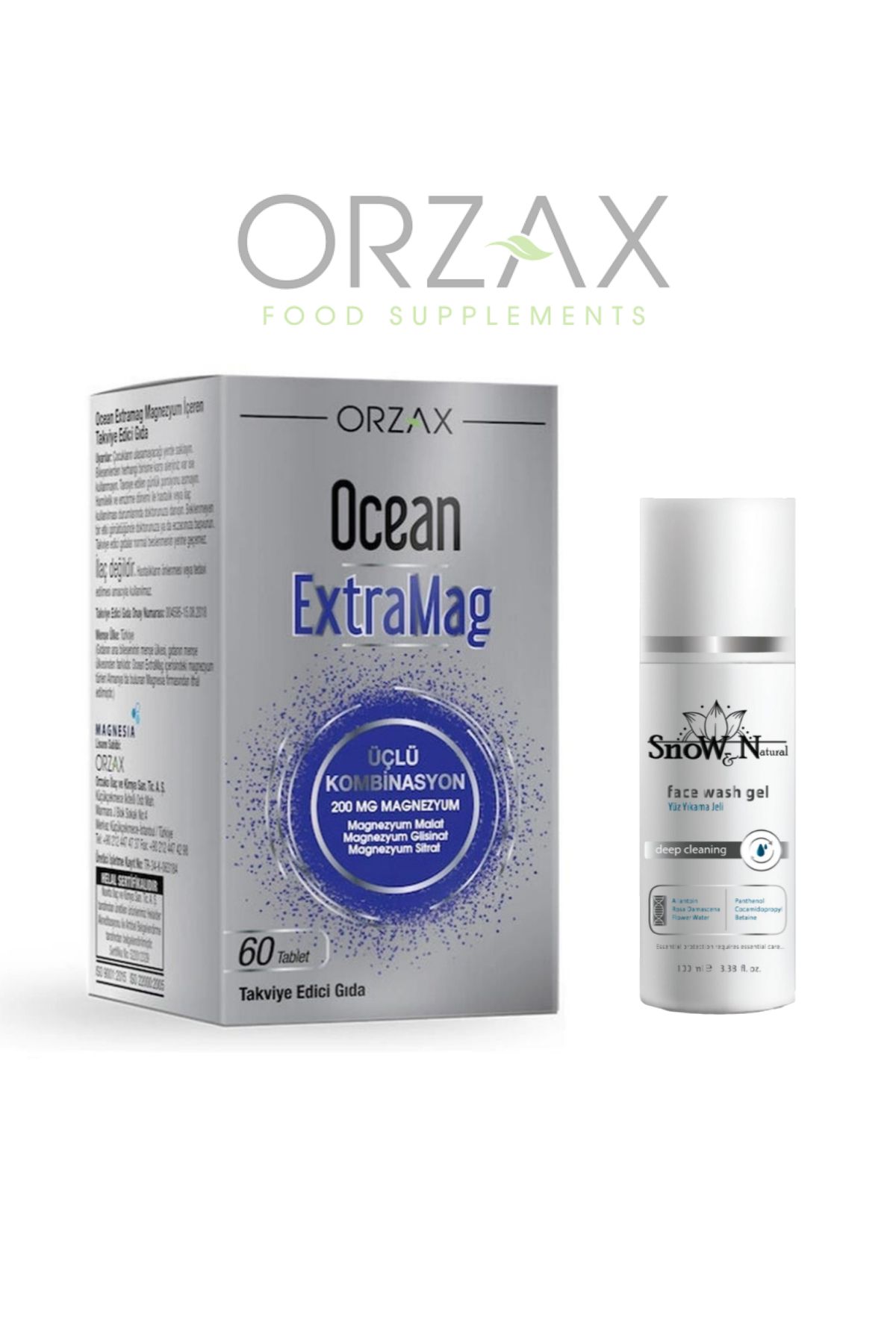 Ocean ExtraMag (Sitrat - Malat - Bisglisinat) Magnezyum Complex 60 Tablet + 100ml Facial Cleanser Hediye