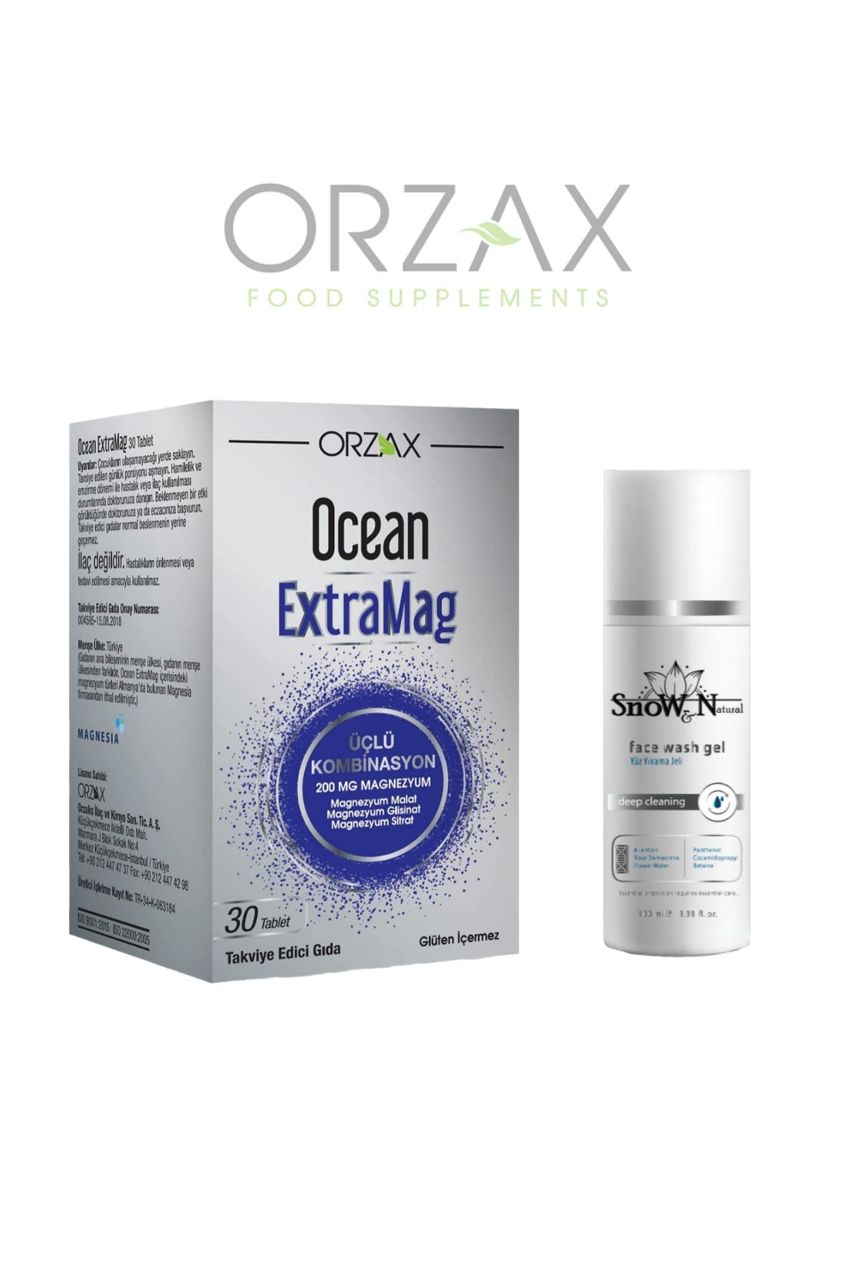 Ocean ExtraMag (Sitrat - Malat - Bisglisinat) Magnezyum Complex 30 Tablet + 100ml Facial Cleanser Hediye