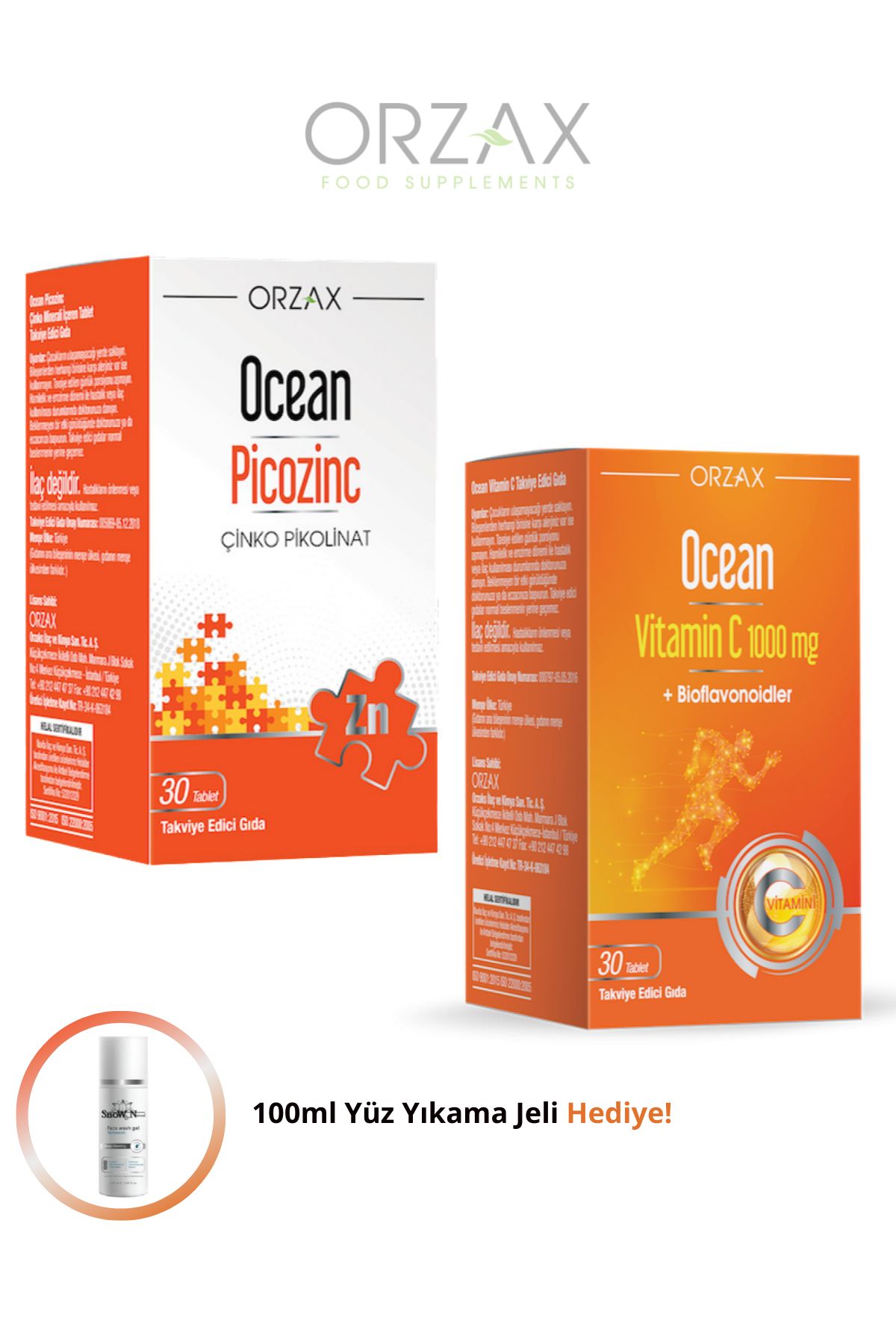 Ocean C Vitamini 30 Tablet - Picozinc 30 Tablet (Çinko Pikolinat ve C Vitamini Kombinasyonu)