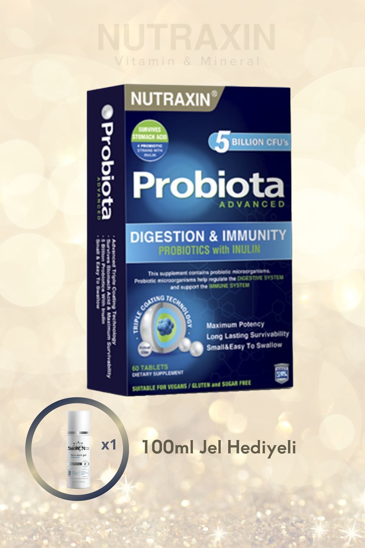 Nutraxin Probiota Advanced 60 Tablet & Yüz Temizleme Jeli 100ML