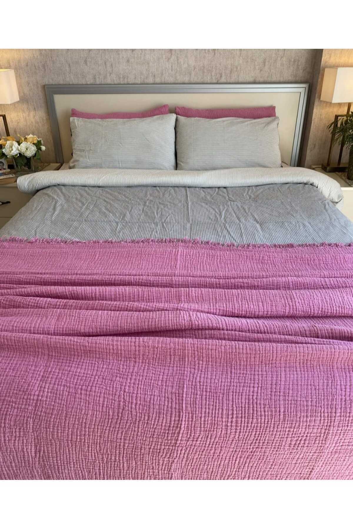 YASEMİNİNEVİ-Muslin Bedspread Pique (200X230Cm) + 2 Pillowcases 4