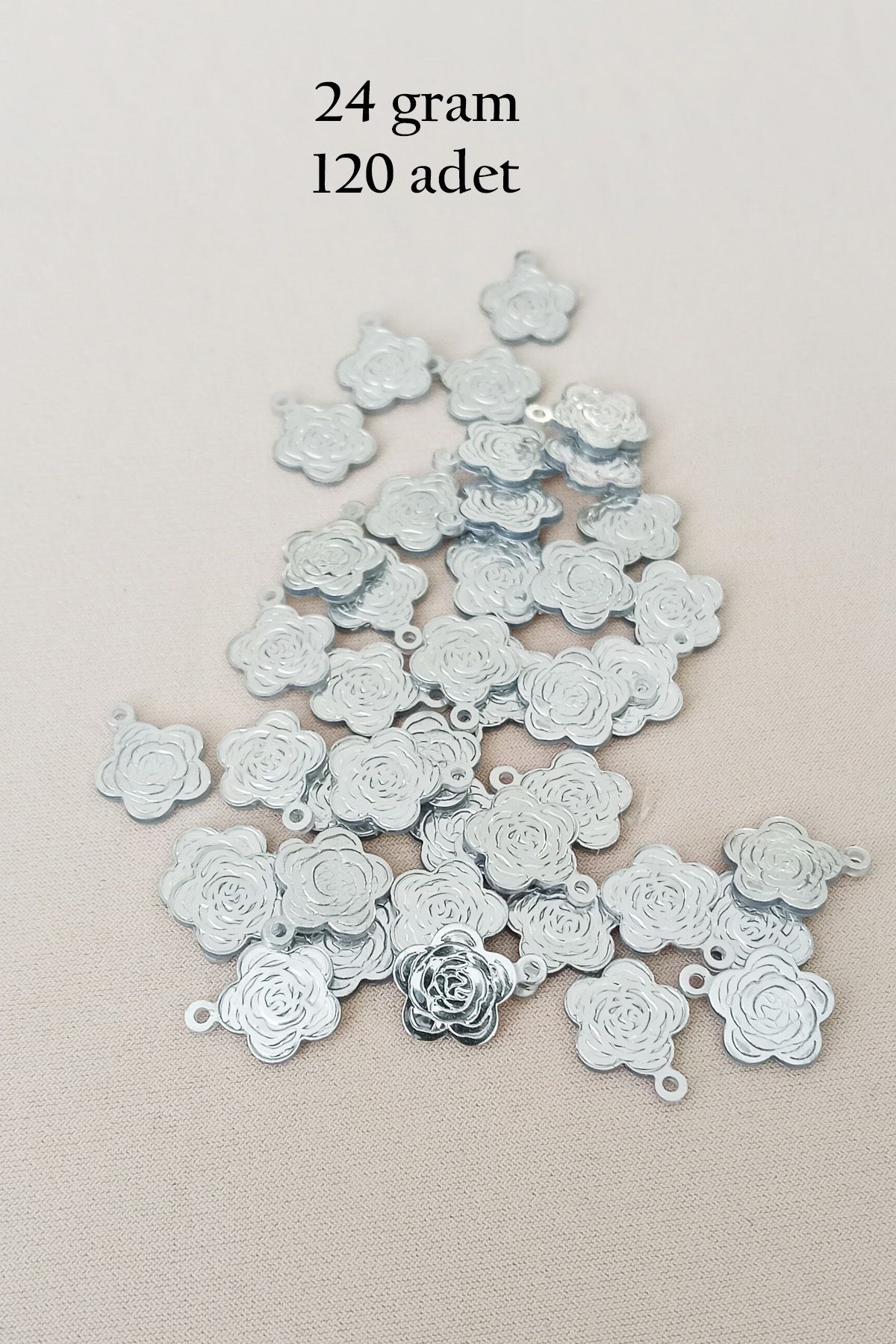 Mu Art Oya Abiye Bileklik Kolye Pleksi Metalik Plastik Pul Gümüş Renk 24 Gram 120 Adet - Bnc584