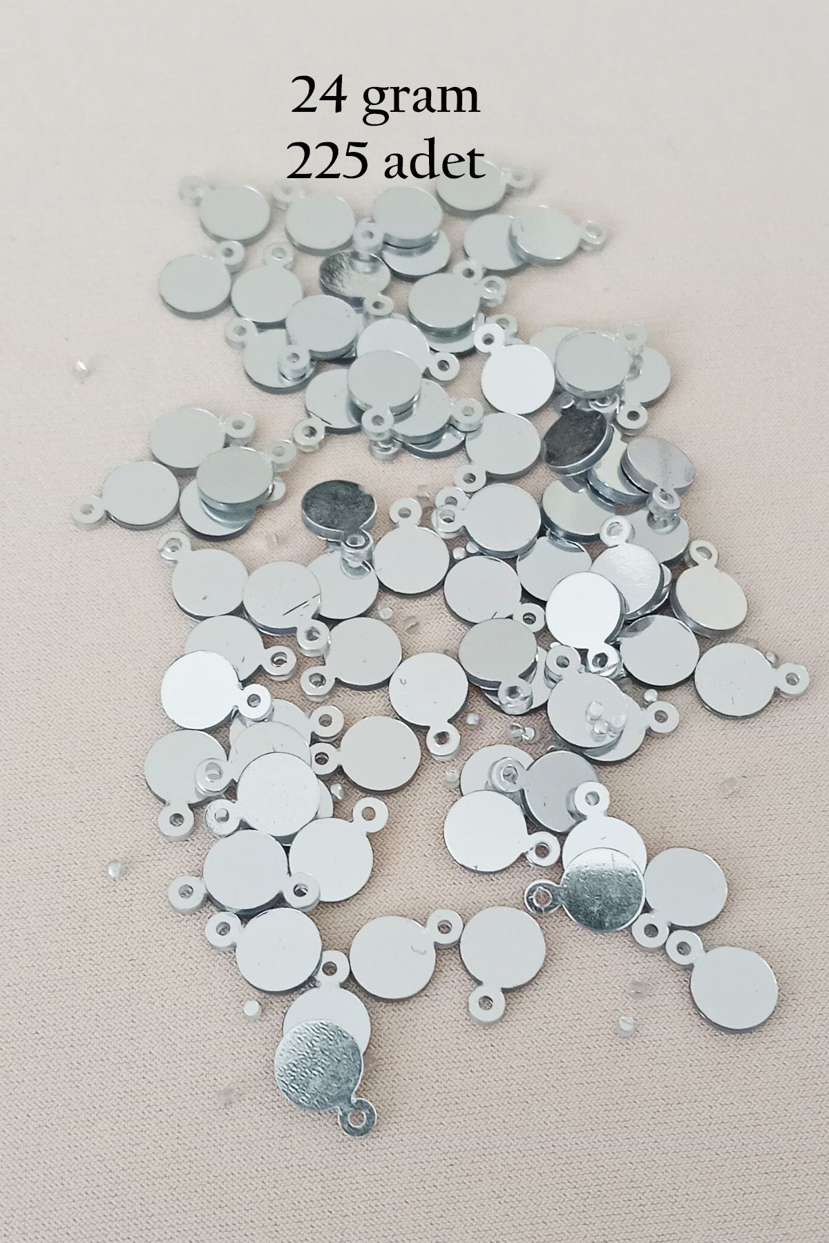 Mu Art Oya Abiye Bileklik Kolye Pleksi Metalik Plastik Pul Gümüş Renk 24 Gram 225 Adet - Bnc580