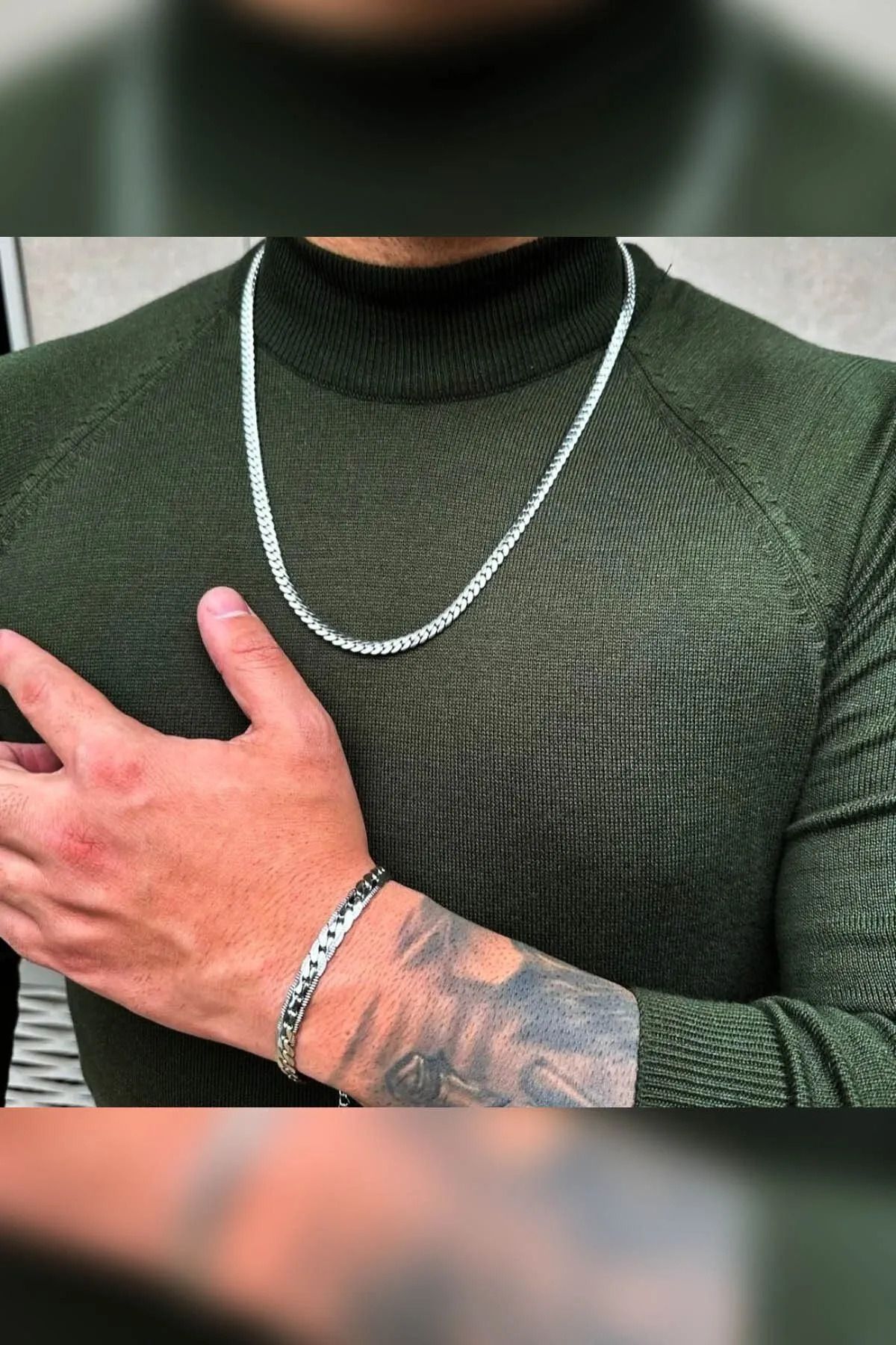 Si moda Ezme Gümüş Çelik Kolye Ve Bileklik Seti