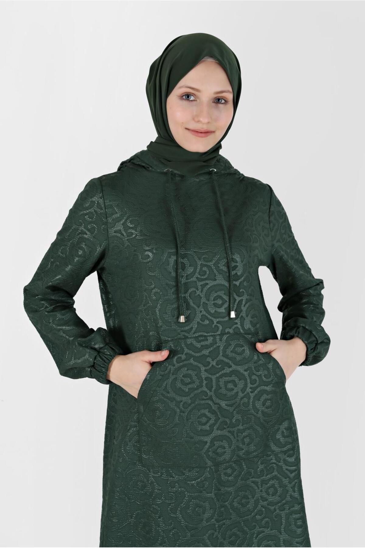 تونیک کلاهدار جیبی طرح دار 42368 Alvina
