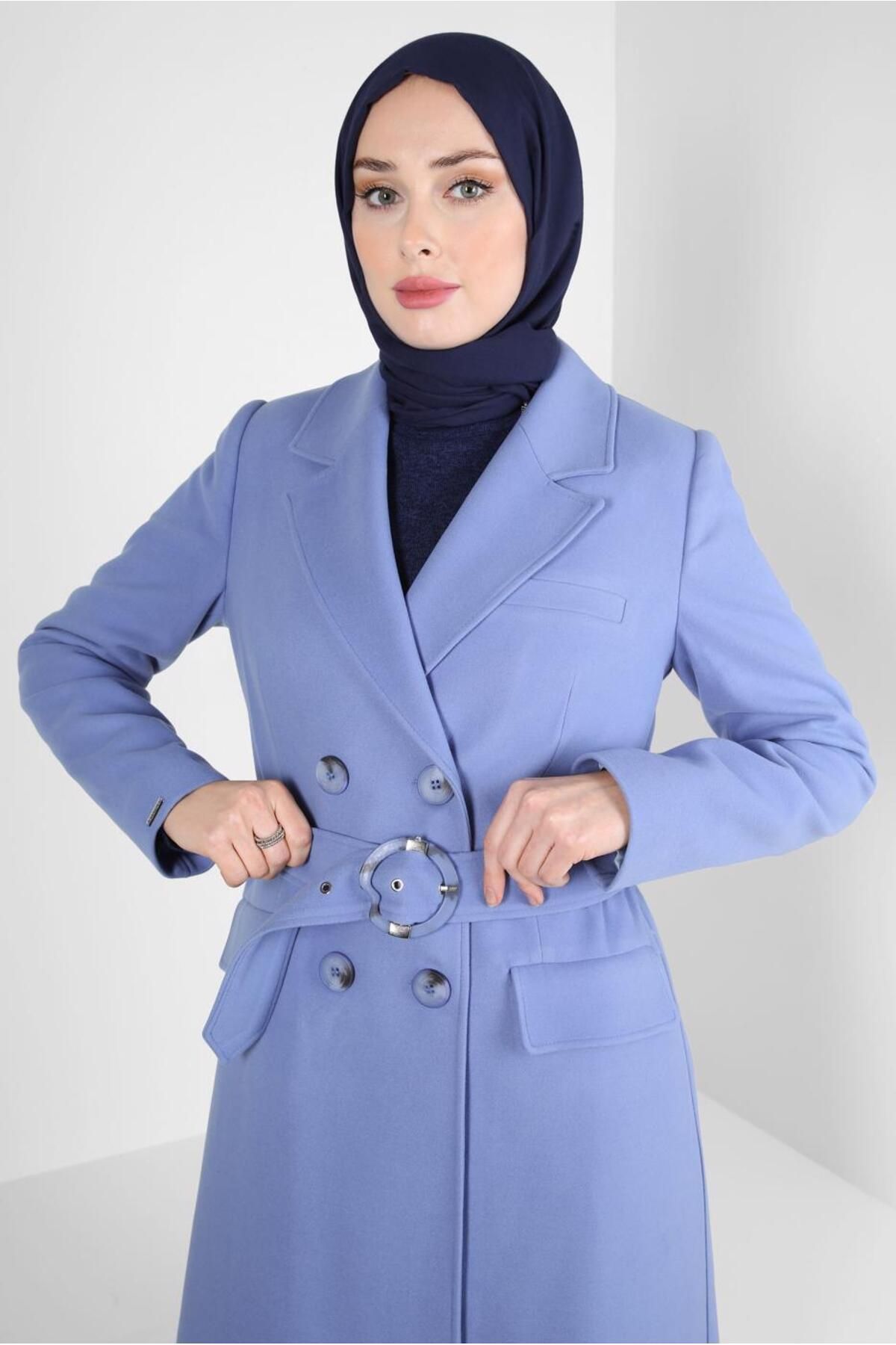 مانتو یقه دوبلت 90448 Alvina